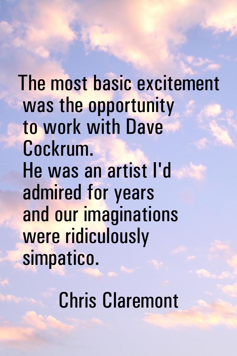 The most basic excitement was the opportunity to work with Dave Cockrum. He was an artist I'd admir