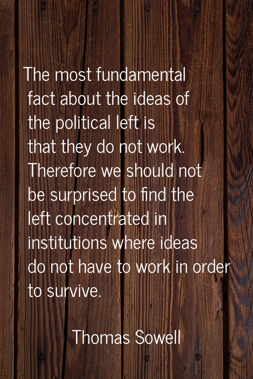 The most fundamental fact about the ideas of the political left is that they do not work. Therefore