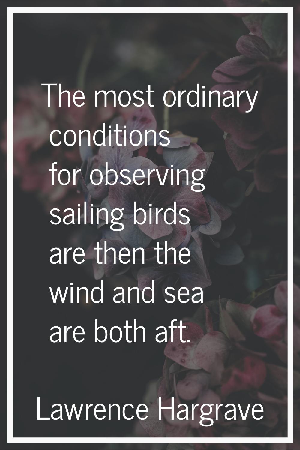 The most ordinary conditions for observing sailing birds are then the wind and sea are both aft.