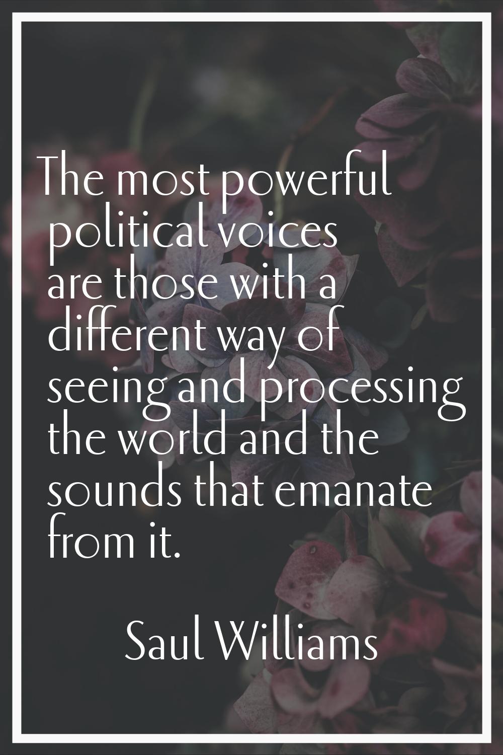 The most powerful political voices are those with a different way of seeing and processing the worl