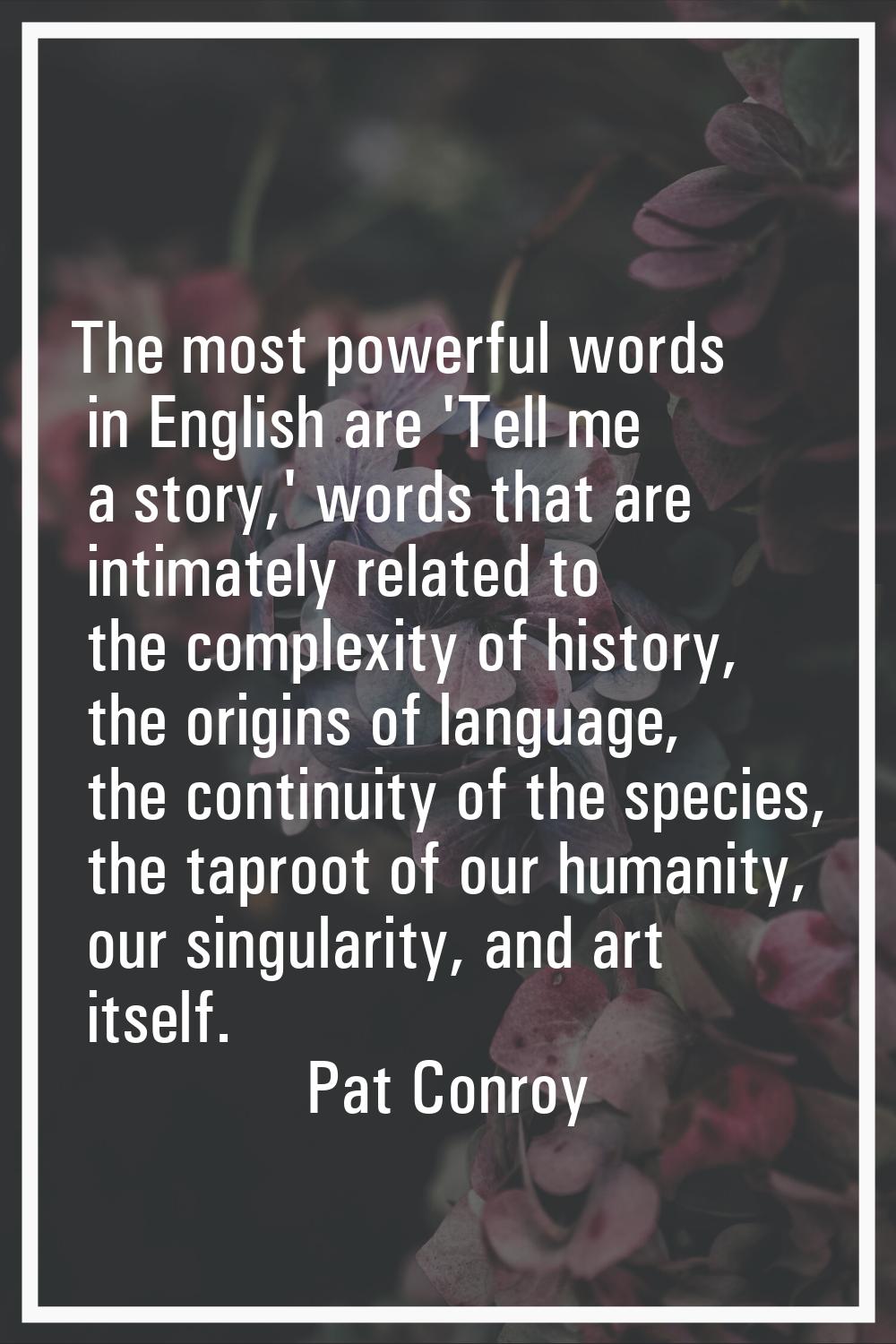 The most powerful words in English are 'Tell me a story,' words that are intimately related to the 