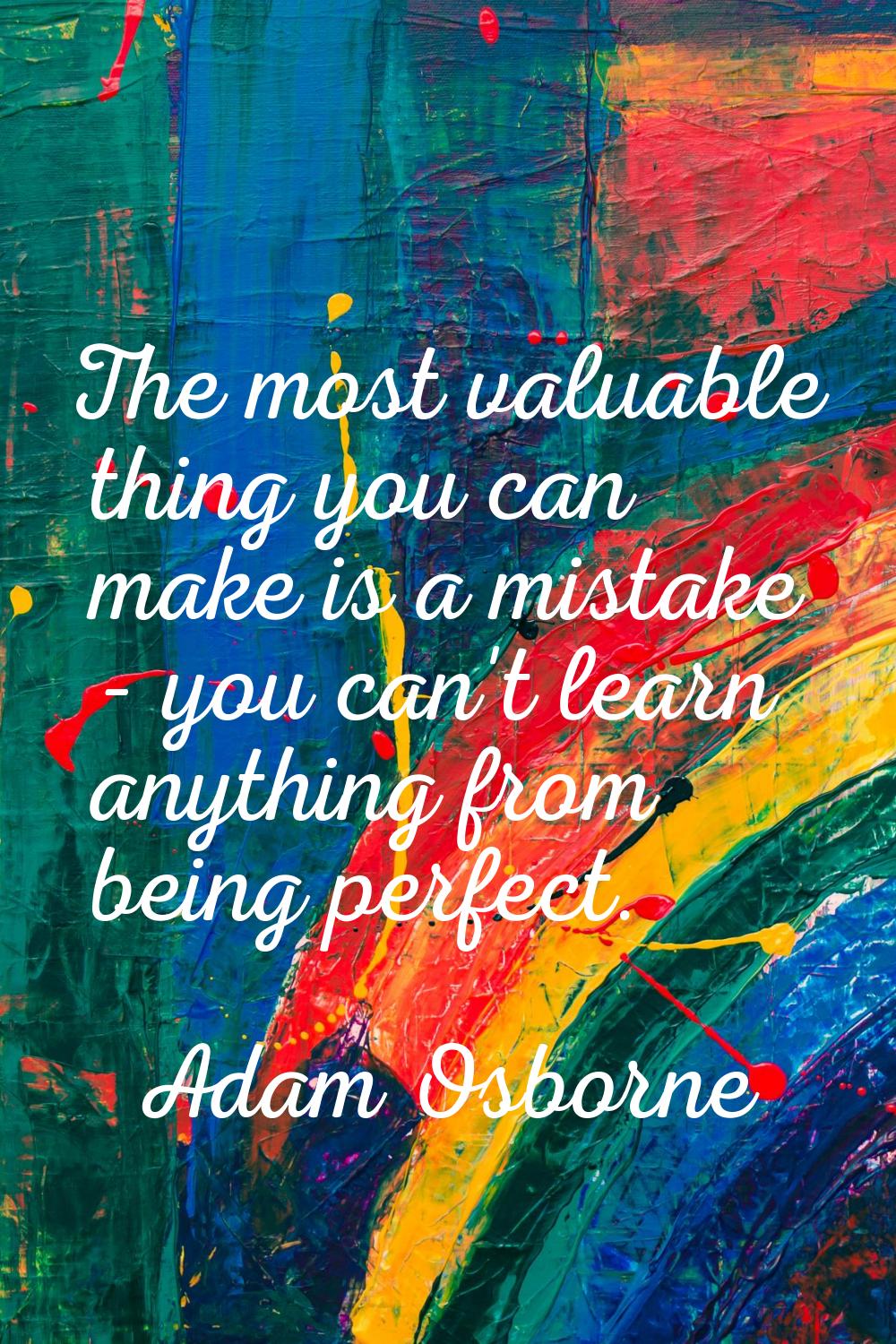 The most valuable thing you can make is a mistake - you can't learn anything from being perfect.