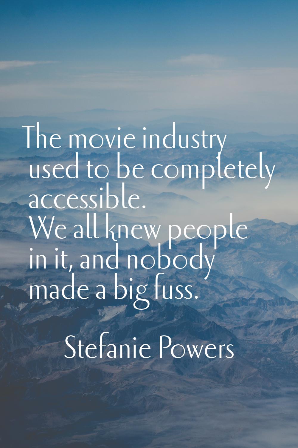 The movie industry used to be completely accessible. We all knew people in it, and nobody made a bi