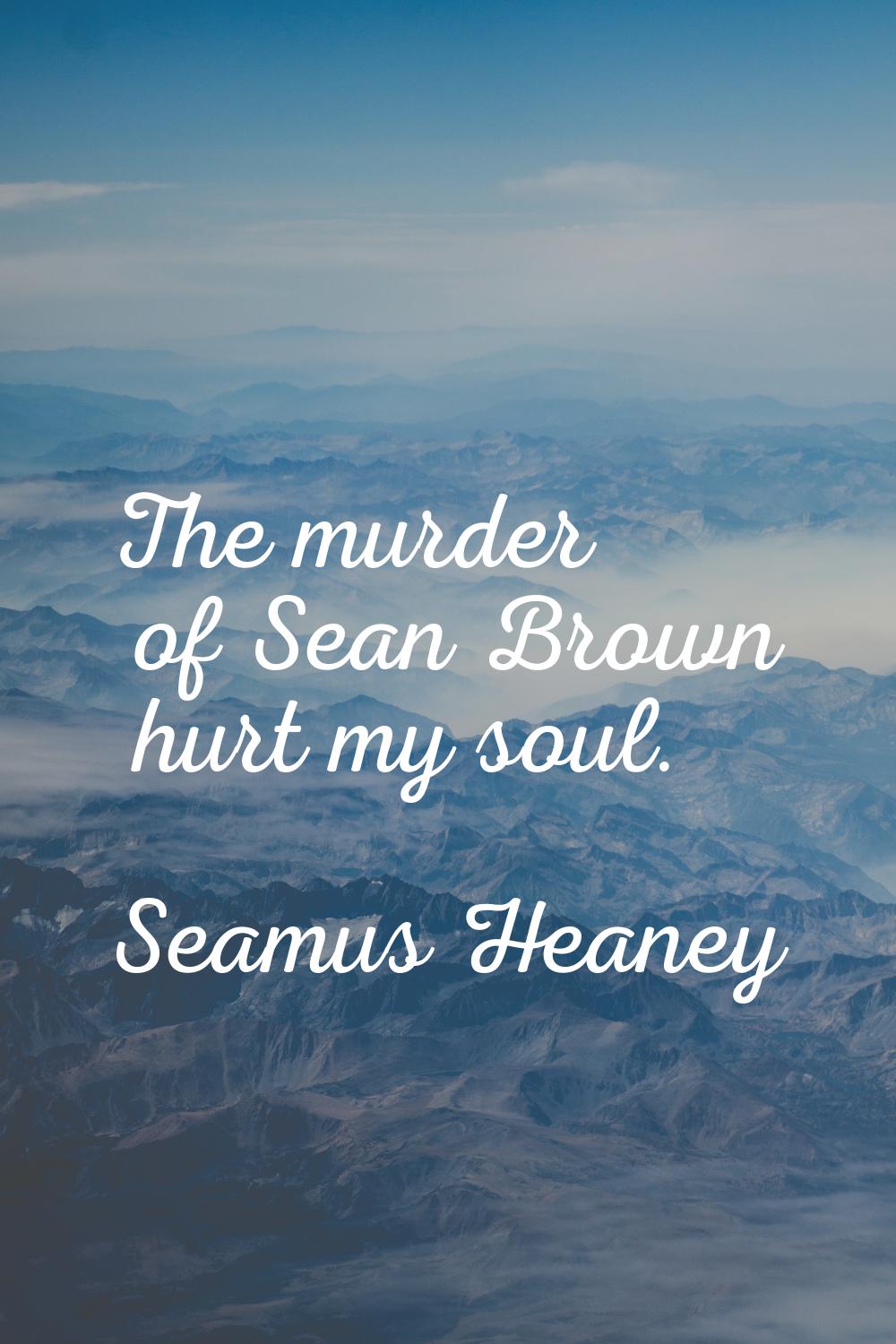 The murder of Sean Brown hurt my soul.