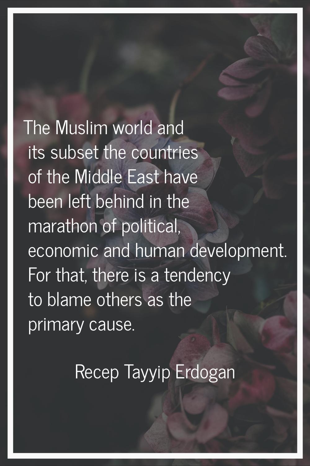 The Muslim world and its subset the countries of the Middle East have been left behind in the marat