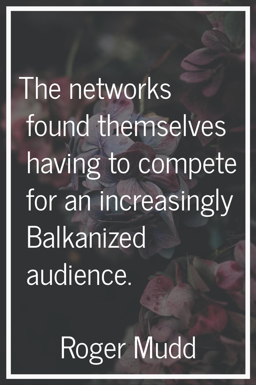 The networks found themselves having to compete for an increasingly Balkanized audience.