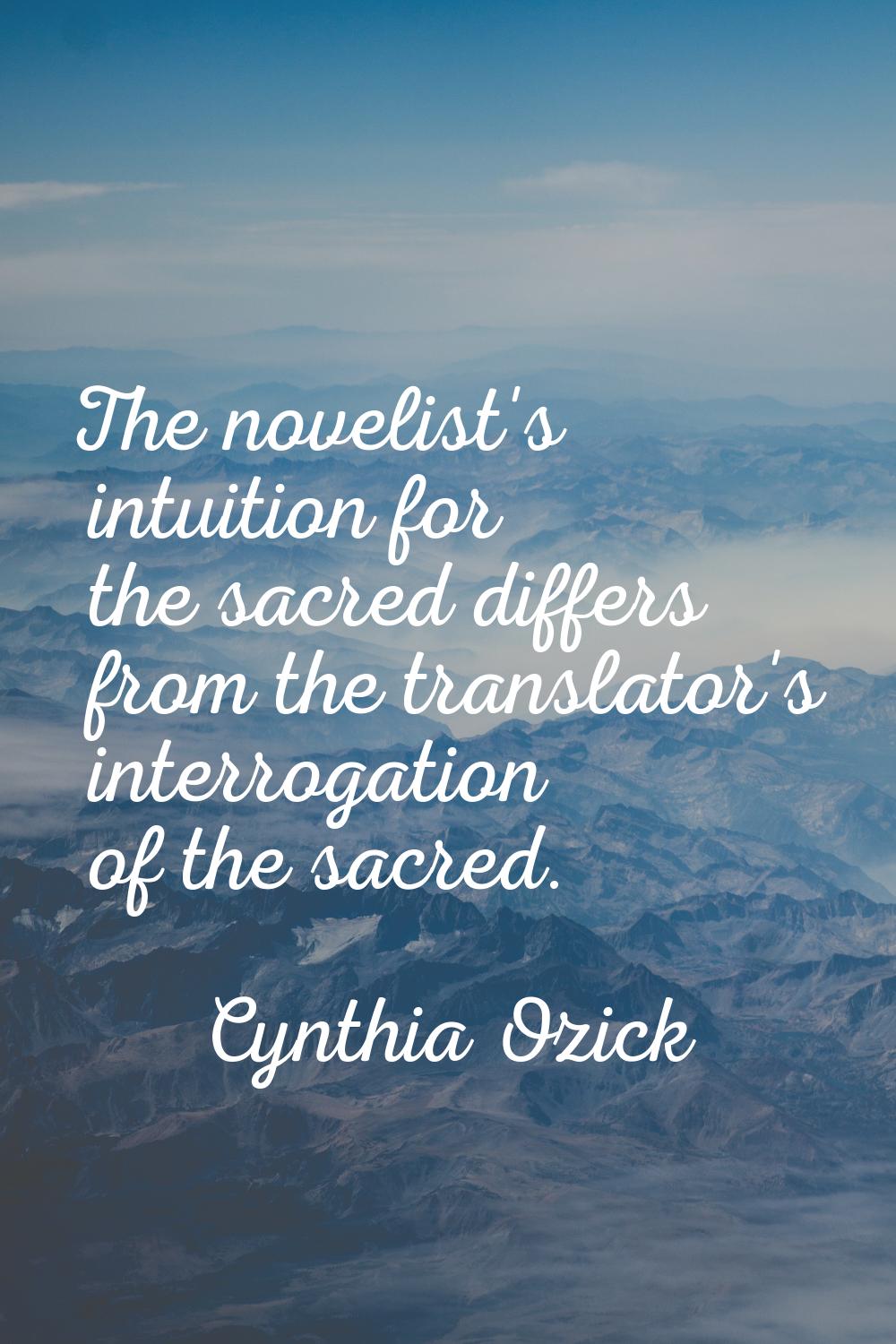 The novelist's intuition for the sacred differs from the translator's interrogation of the sacred.