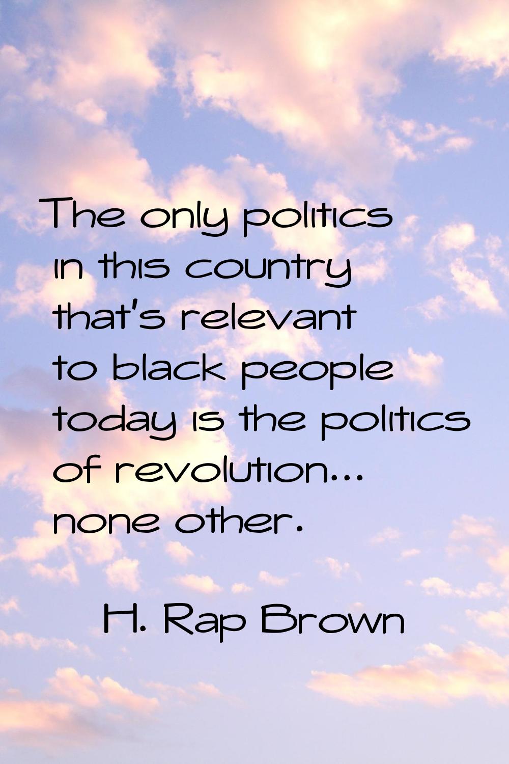 The only politics in this country that's relevant to black people today is the politics of revoluti