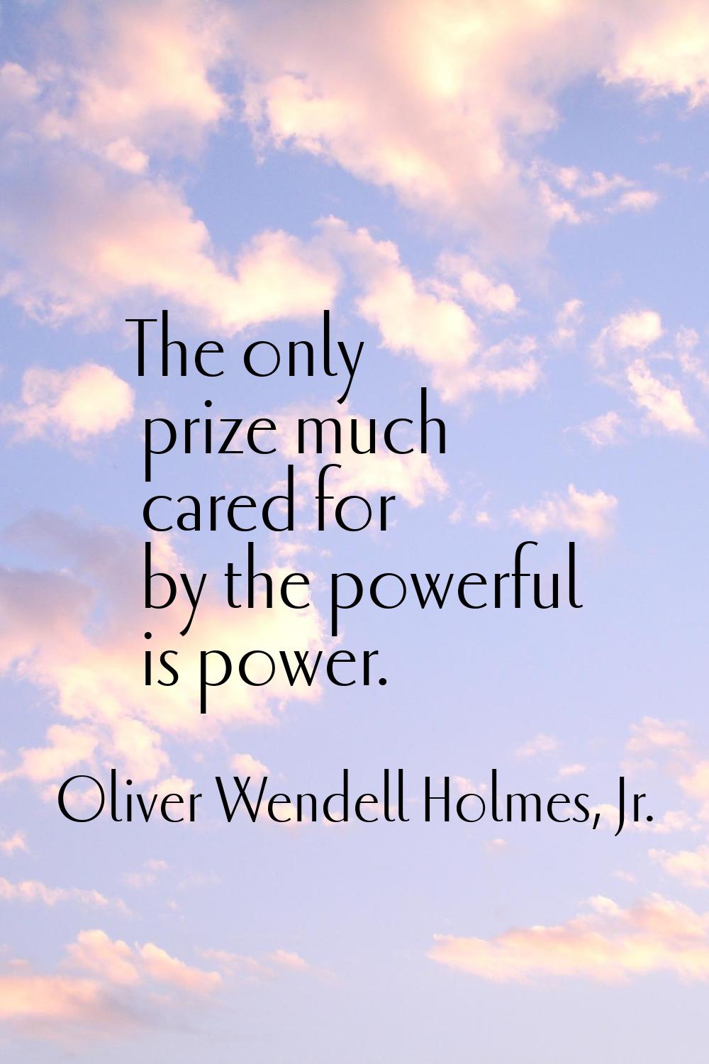 The only prize much cared for by the powerful is power.