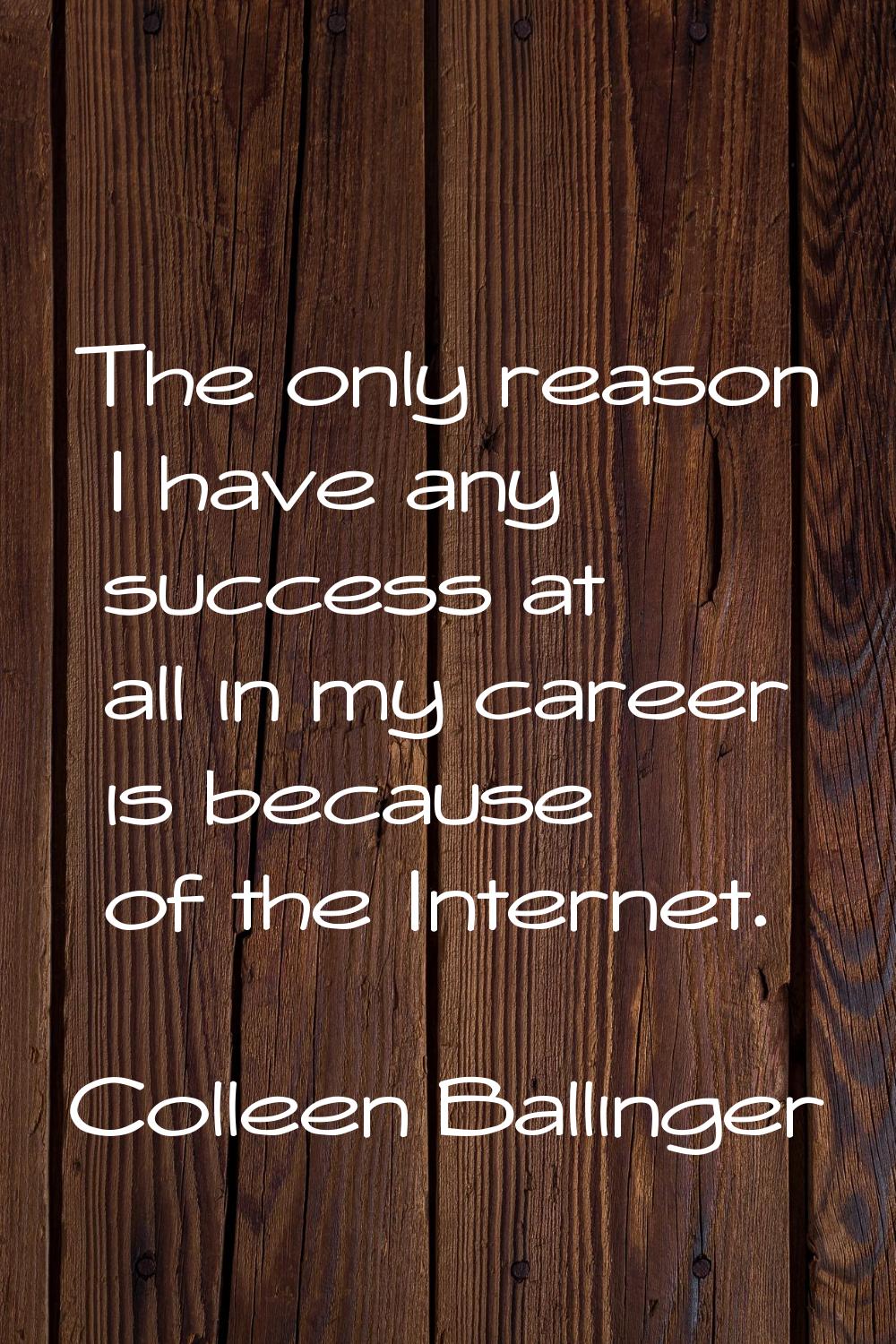 The only reason I have any success at all in my career is because of the Internet.