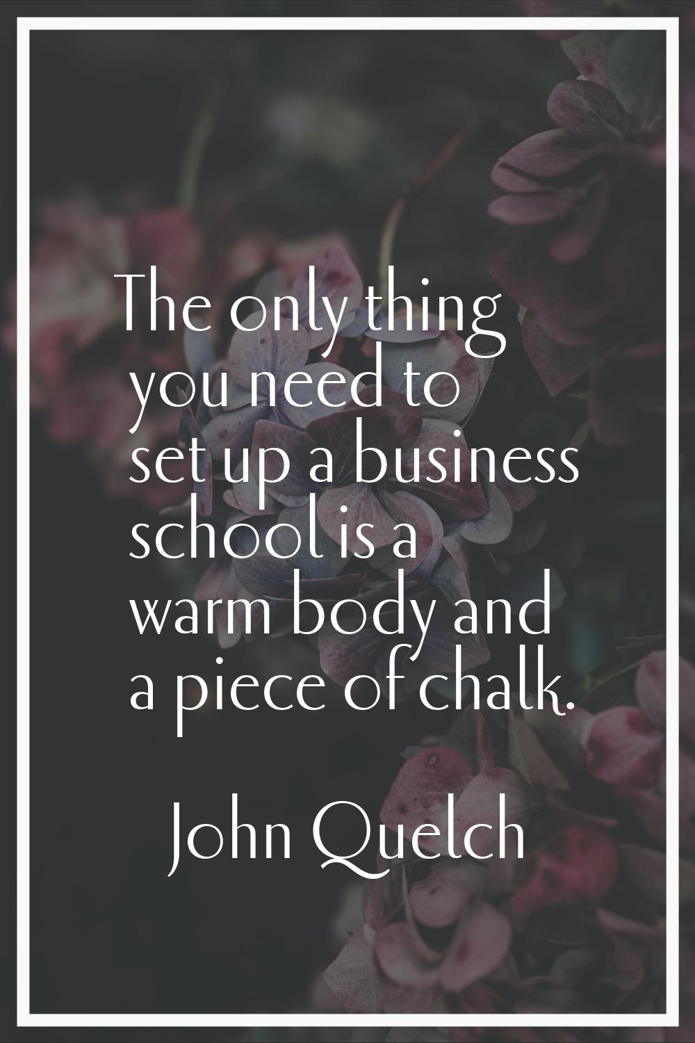The only thing you need to set up a business school is a warm body and a piece of chalk.
