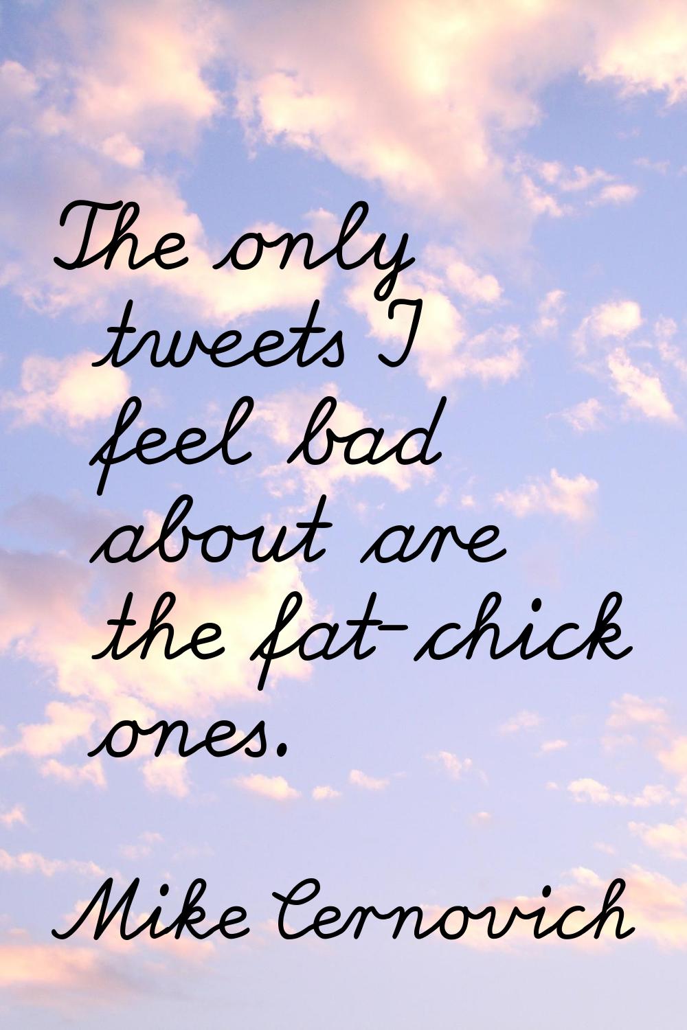 The only tweets I feel bad about are the fat-chick ones.