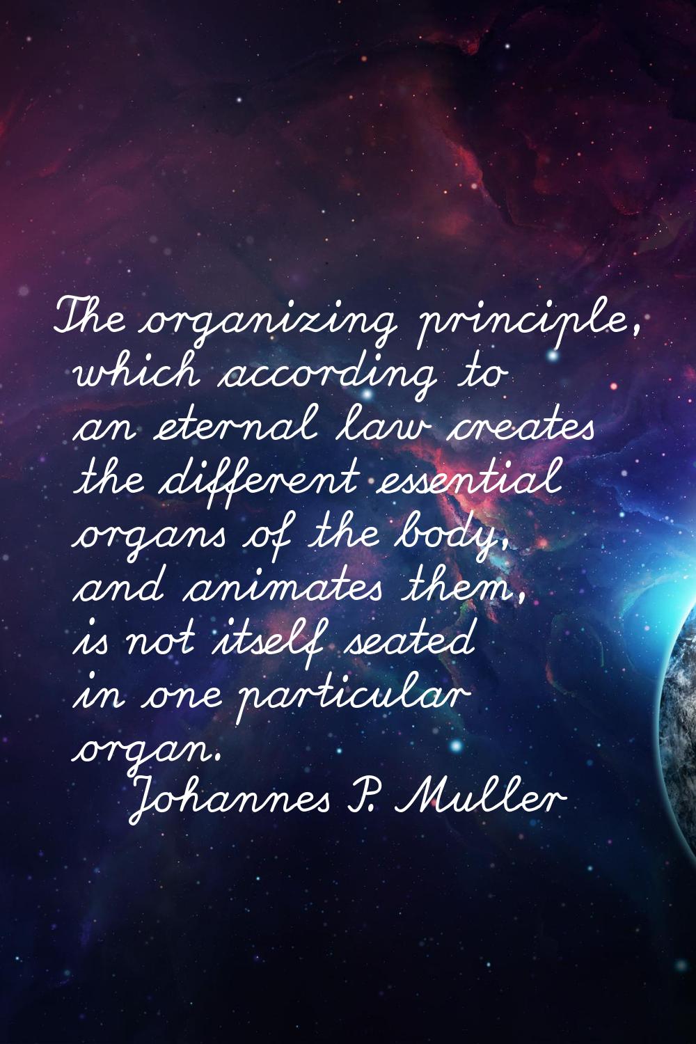 The organizing principle, which according to an eternal law creates the different essential organs 