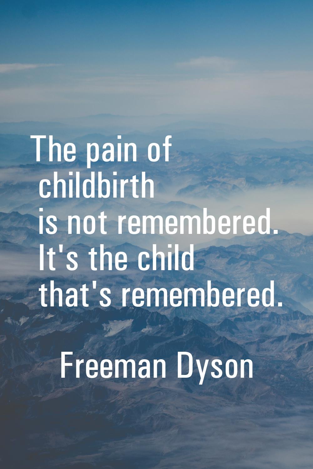 The pain of childbirth is not remembered. It's the child that's remembered.