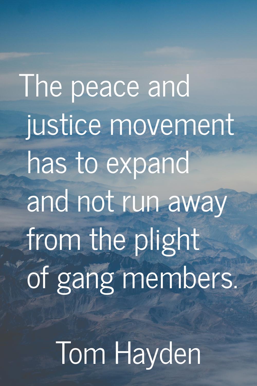 The peace and justice movement has to expand and not run away from the plight of gang members.