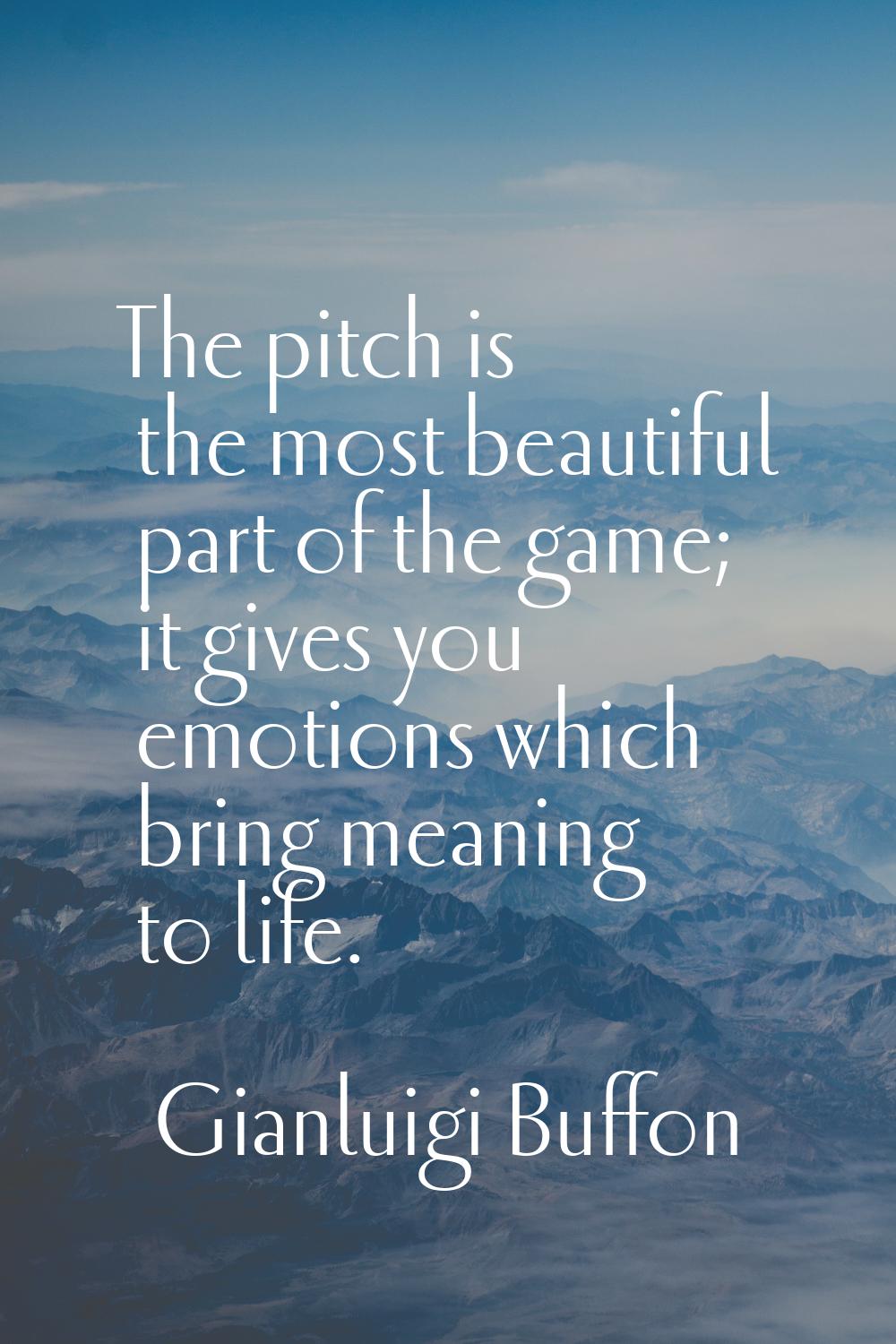 The pitch is the most beautiful part of the game; it gives you emotions which bring meaning to life