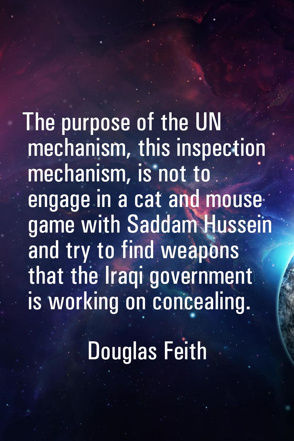 The purpose of the UN mechanism, this inspection mechanism, is not to engage in a cat and mouse gam