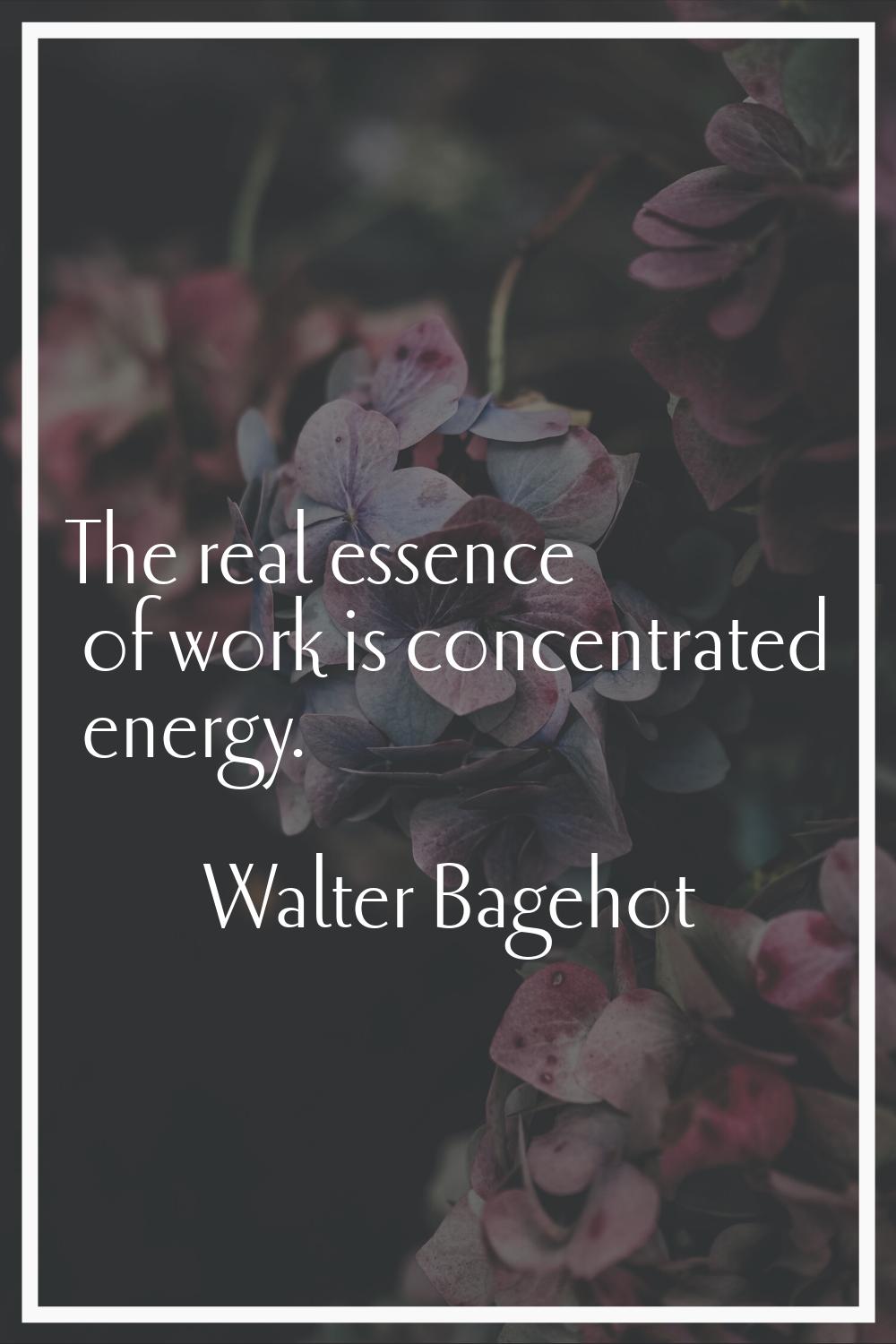 The real essence of work is concentrated energy.