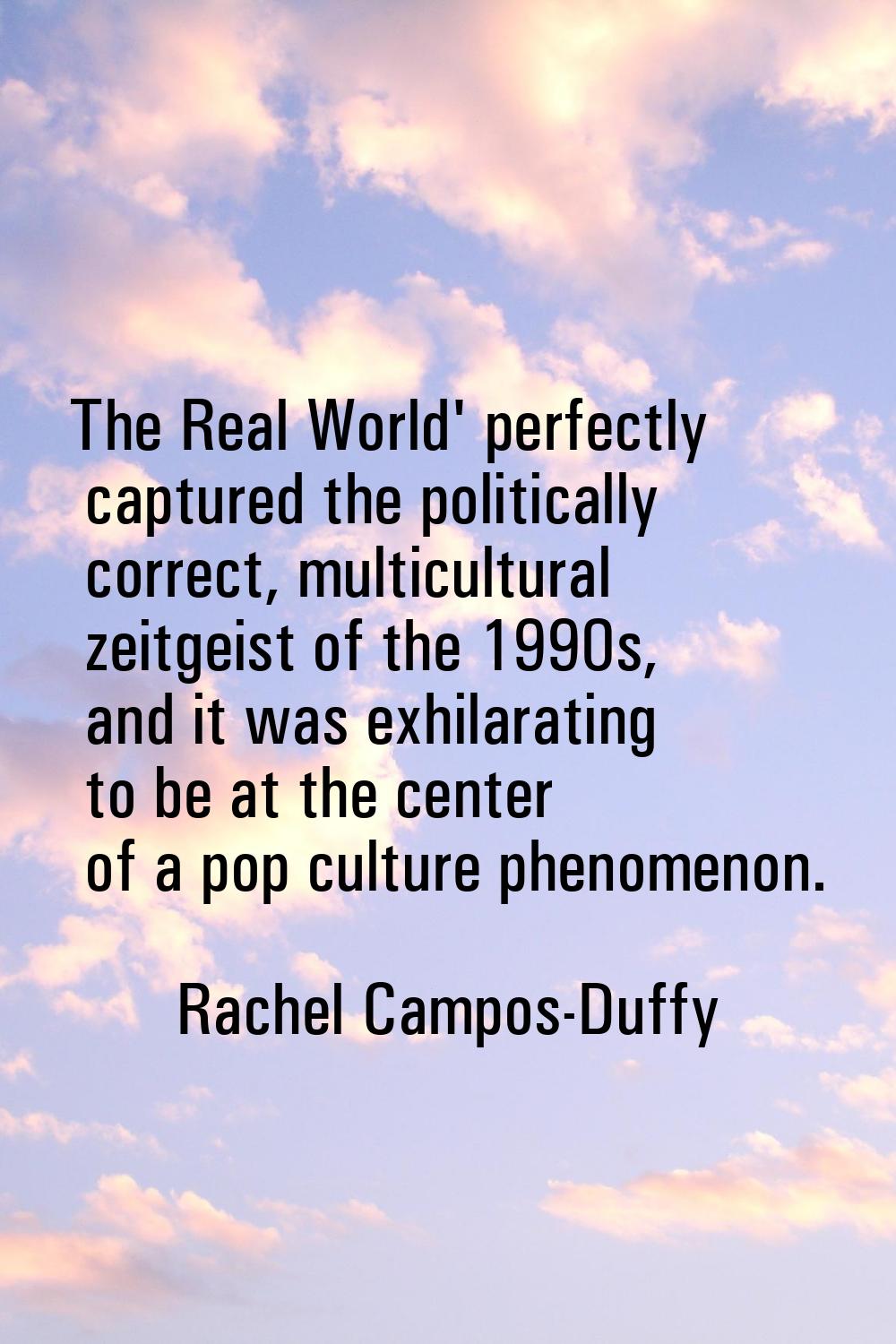 The Real World' perfectly captured the politically correct, multicultural zeitgeist of the 1990s, a