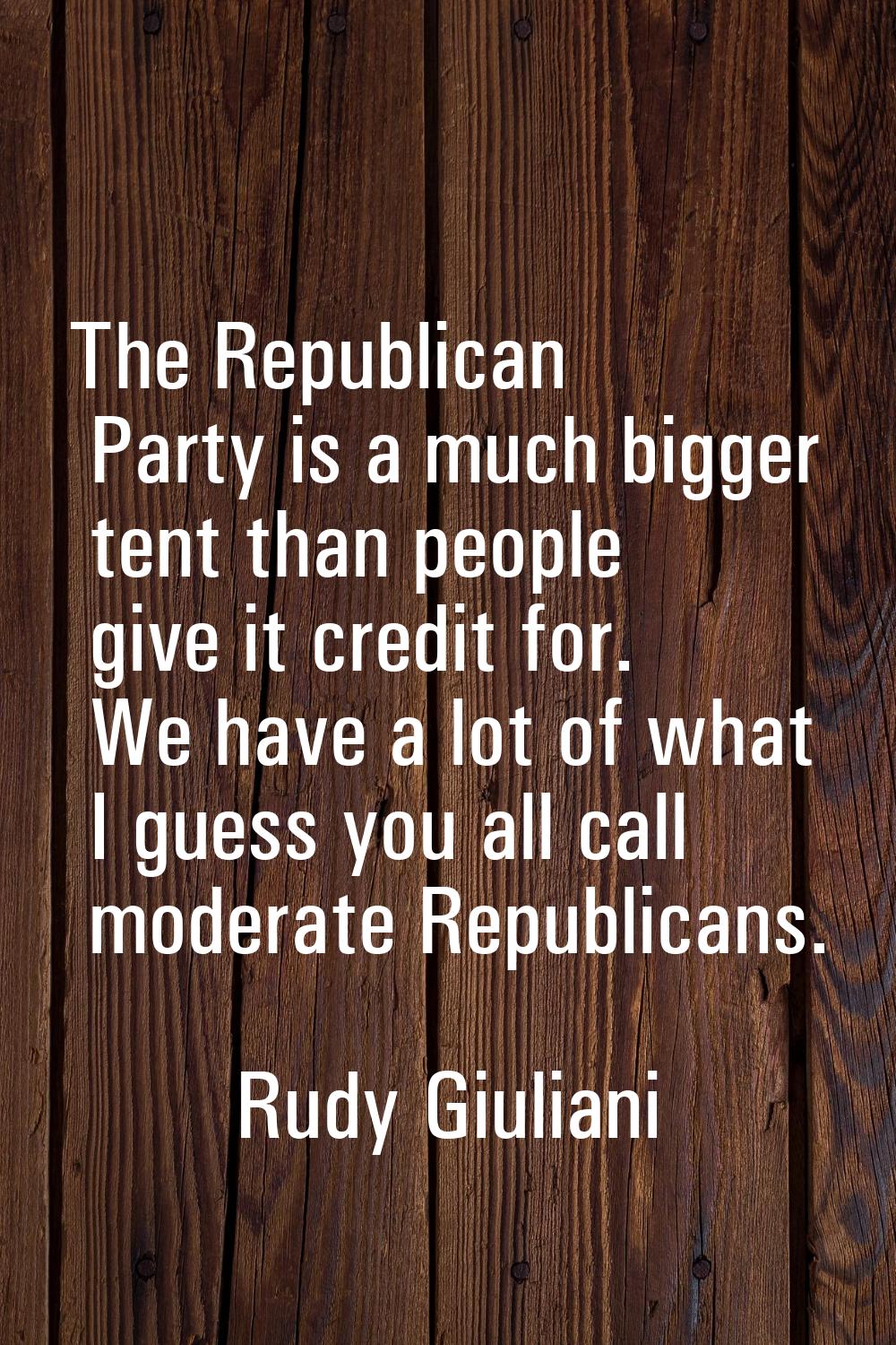 The Republican Party is a much bigger tent than people give it credit for. We have a lot of what I 