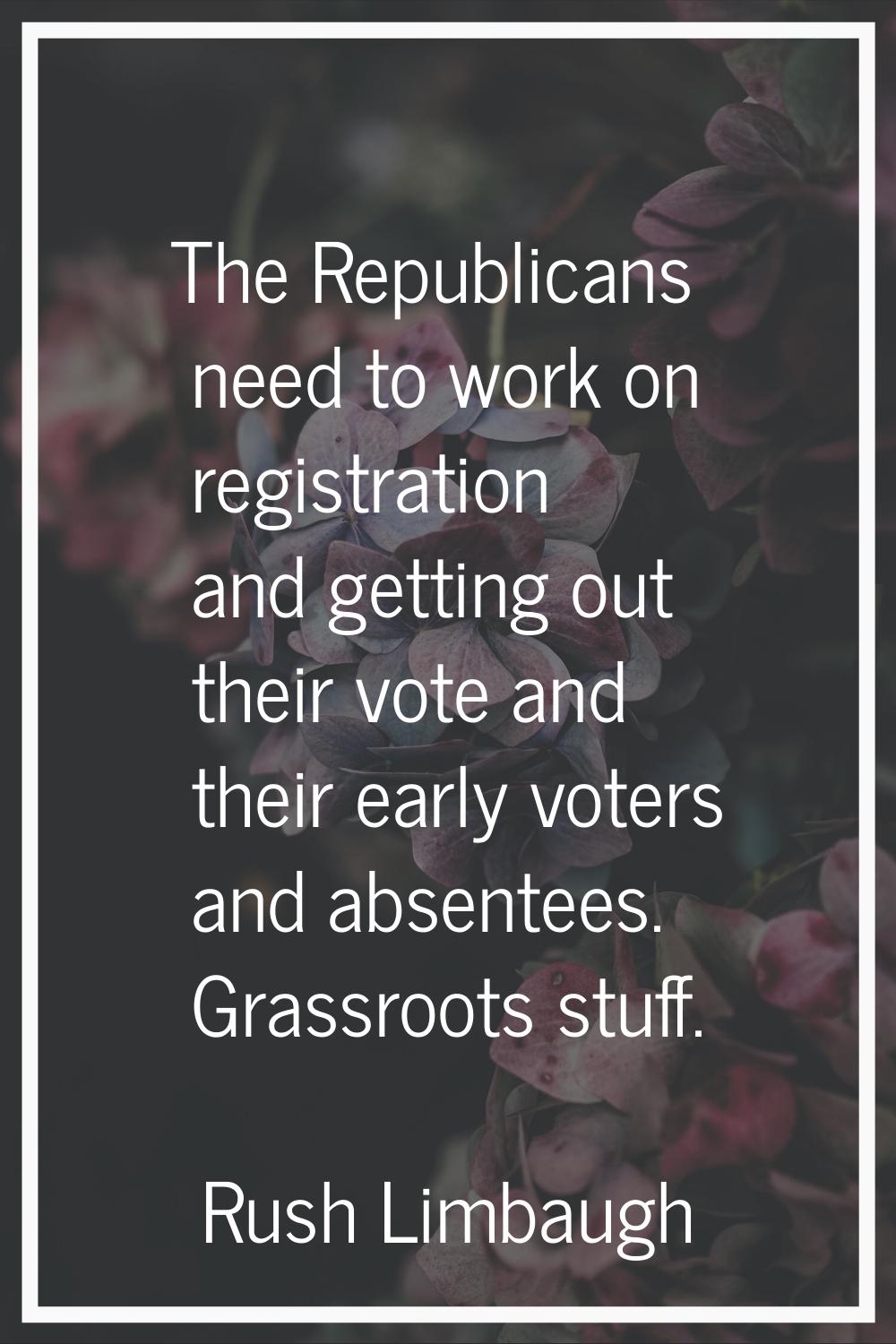 The Republicans need to work on registration and getting out their vote and their early voters and 