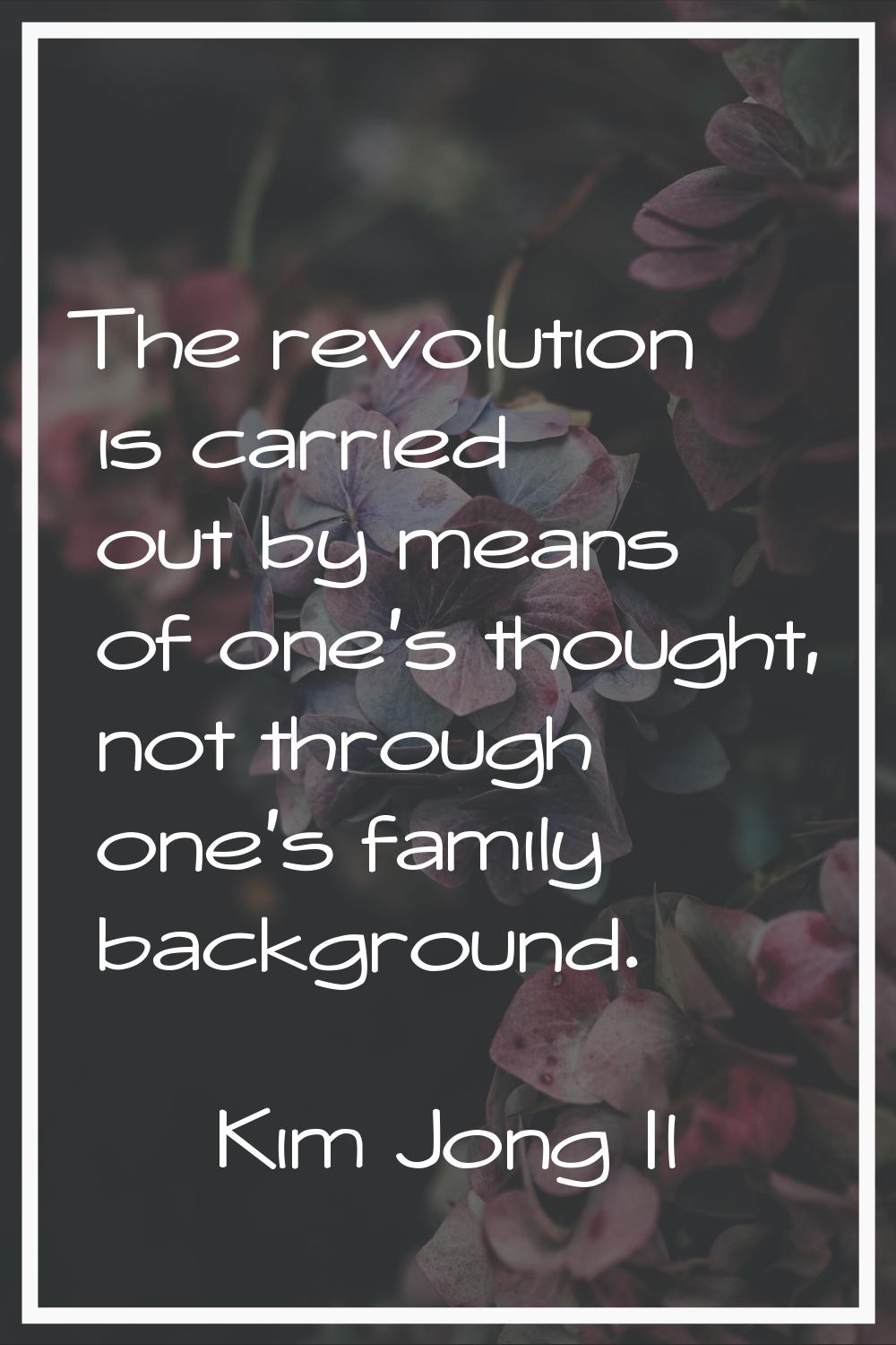 The revolution is carried out by means of one's thought, not through one's family background.