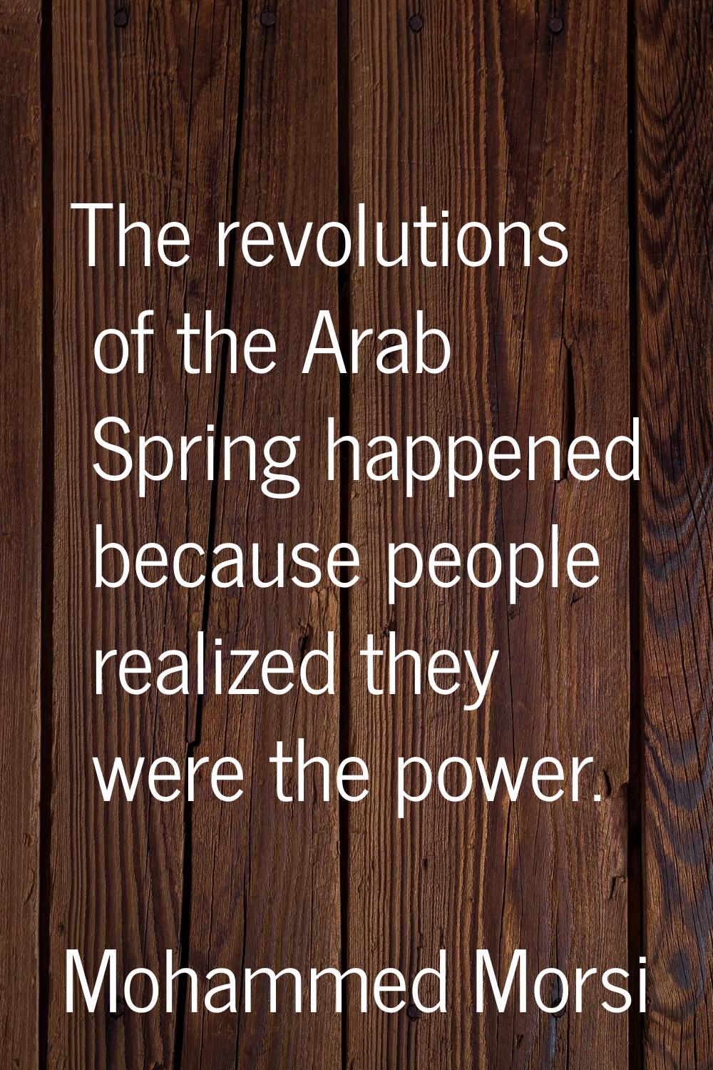 The revolutions of the Arab Spring happened because people realized they were the power.