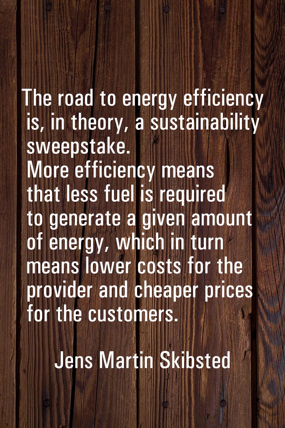 The road to energy efficiency is, in theory, a sustainability sweepstake. More efficiency means tha