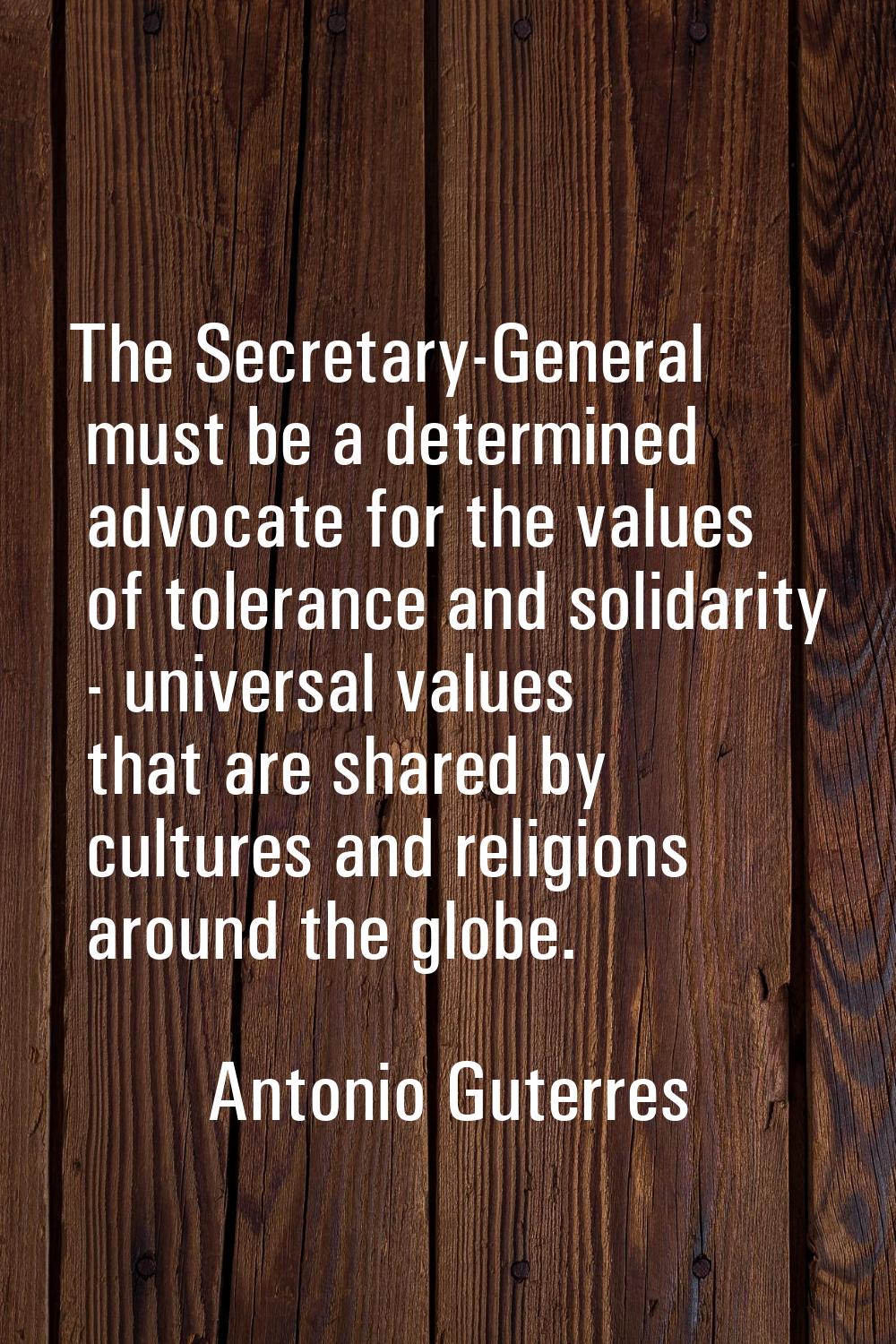 The Secretary-General must be a determined advocate for the values of tolerance and solidarity - un