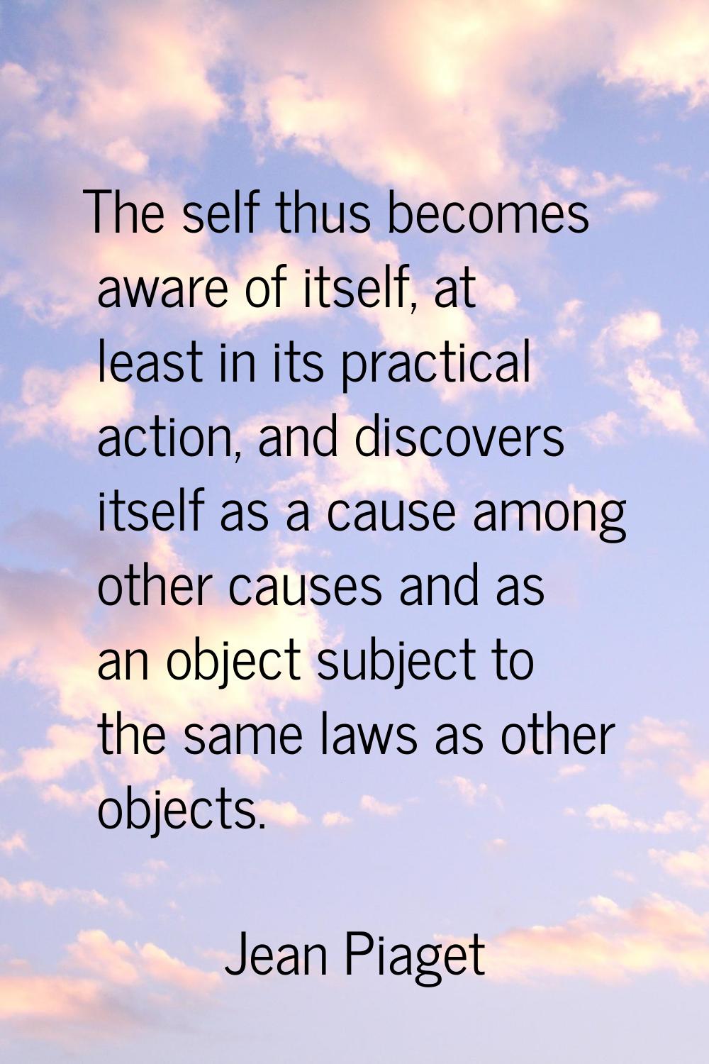 The self thus becomes aware of itself, at least in its practical action, and discovers itself as a 