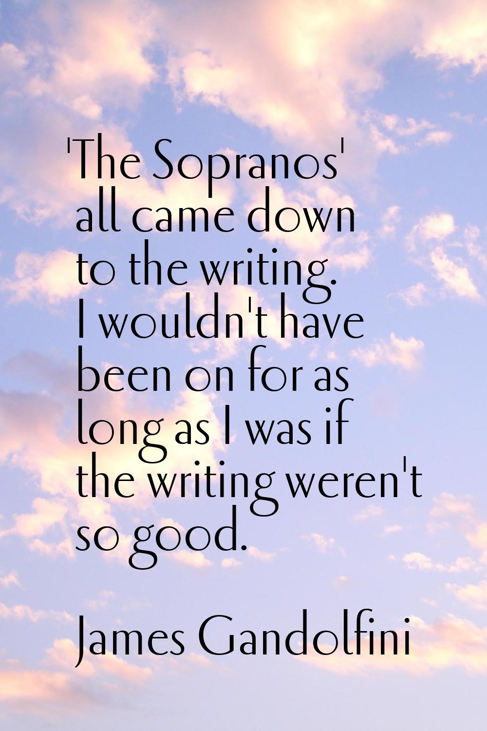 'The Sopranos' all came down to the writing. I wouldn't have been on for as long as I was if the wr
