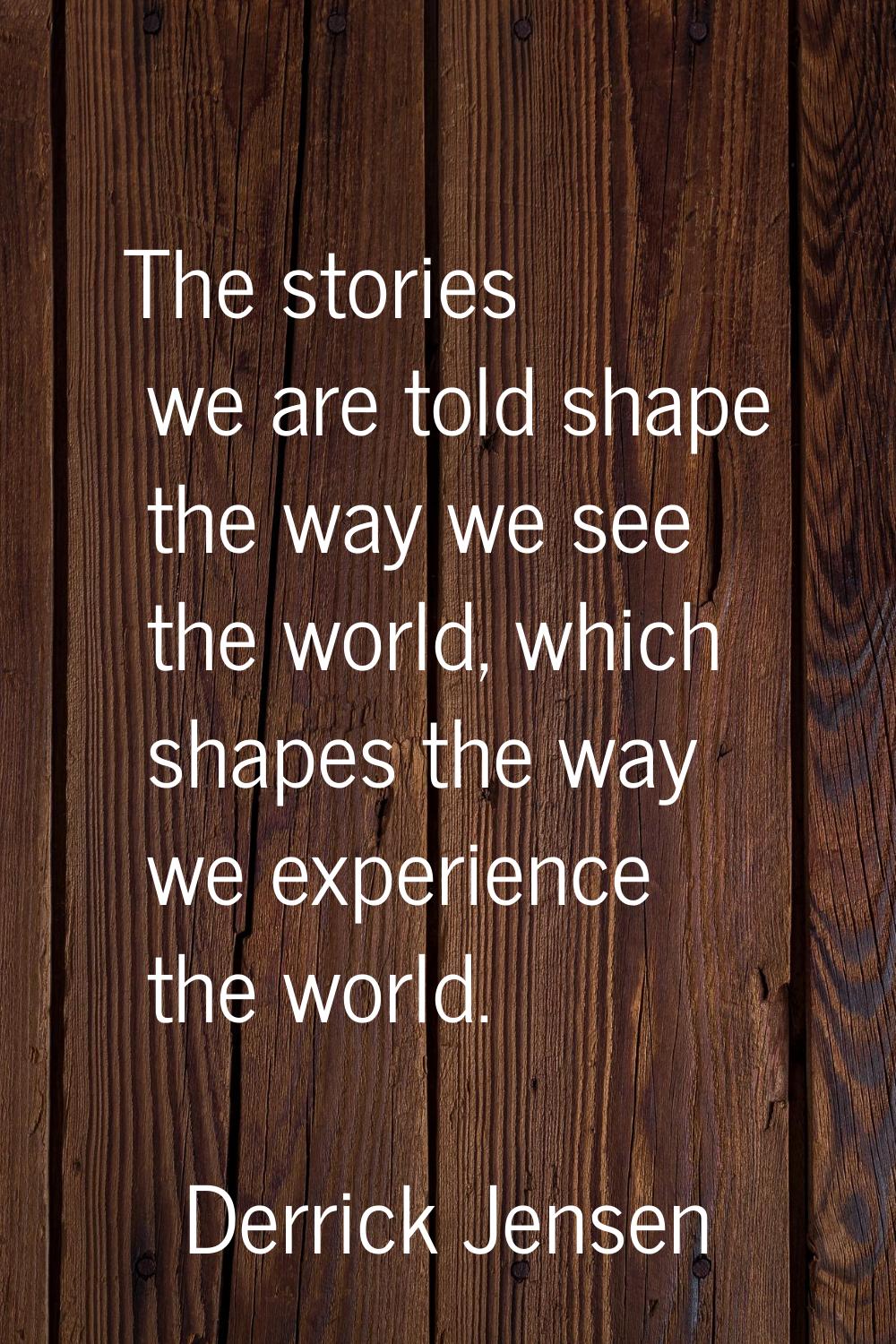 The stories we are told shape the way we see the world, which shapes the way we experience the worl