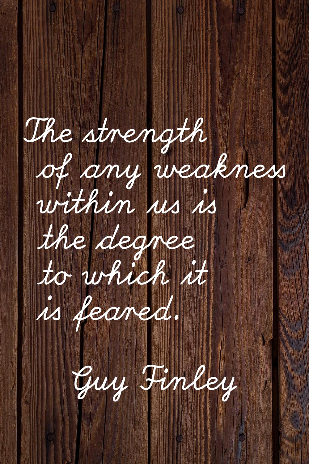 The strength of any weakness within us is the degree to which it is feared.