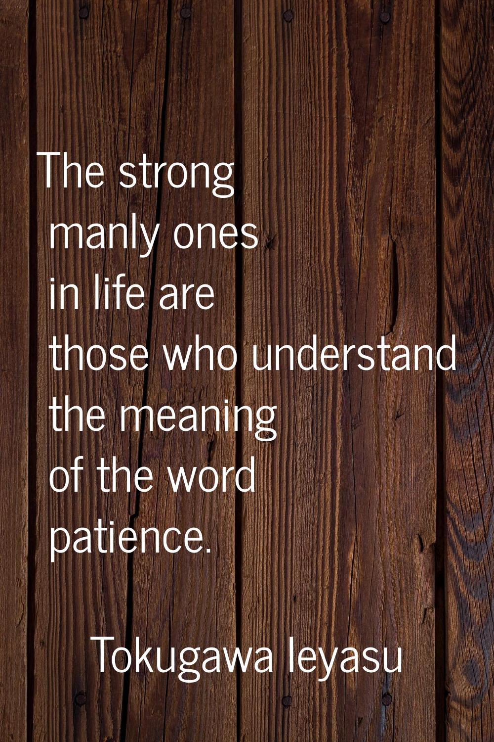 The strong manly ones in life are those who understand the meaning of the word patience.