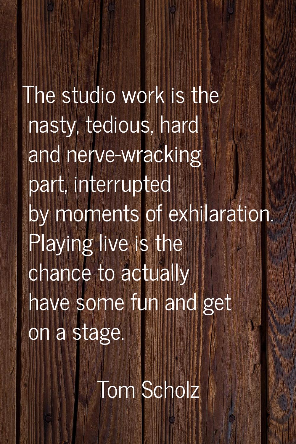 The studio work is the nasty, tedious, hard and nerve-wracking part, interrupted by moments of exhi
