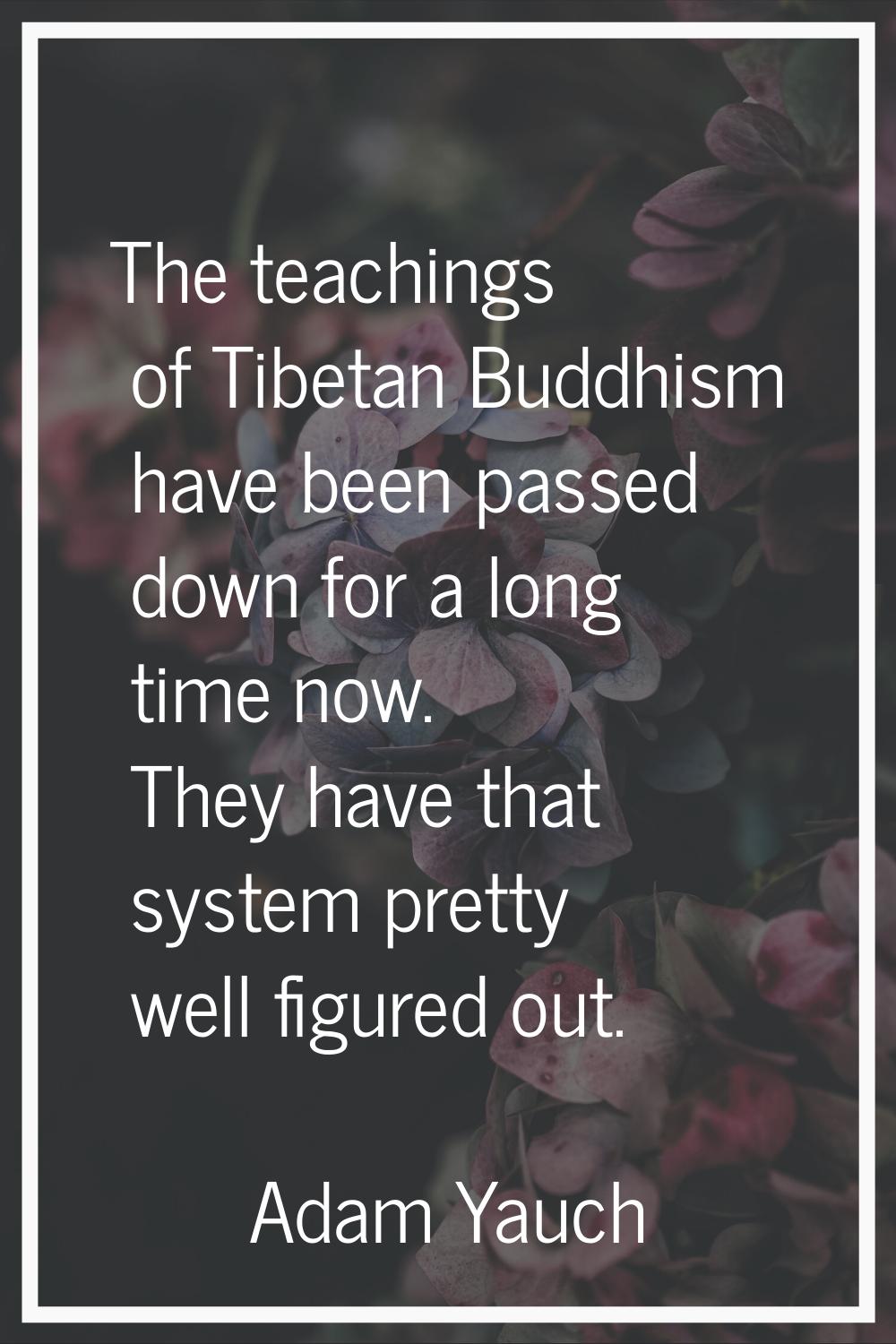 The teachings of Tibetan Buddhism have been passed down for a long time now. They have that system 