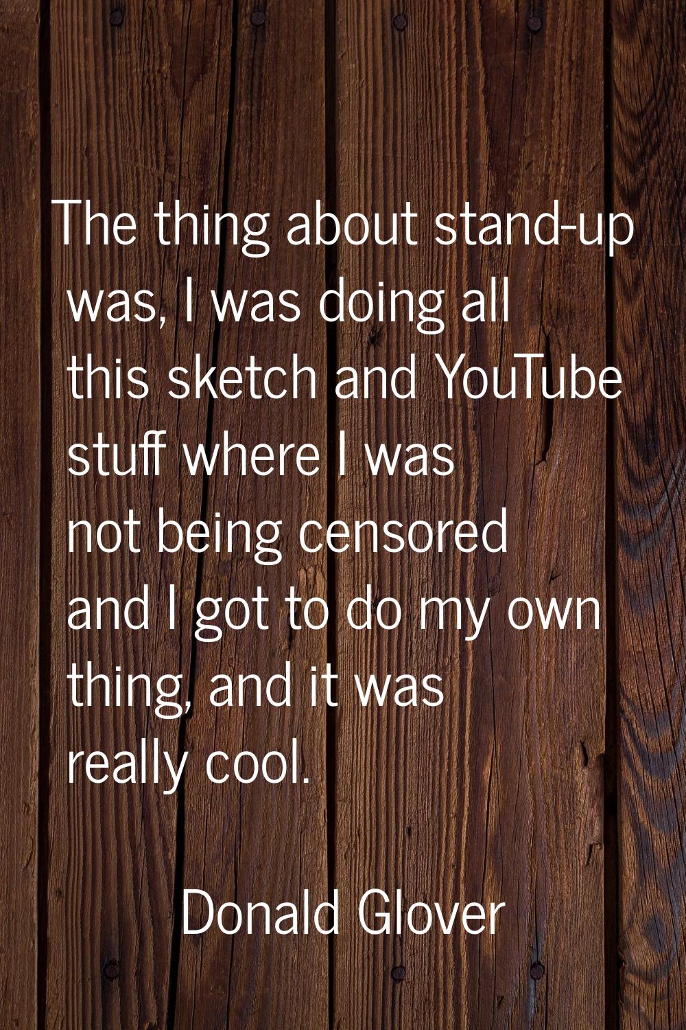 The thing about stand-up was, I was doing all this sketch and YouTube stuff where I was not being c
