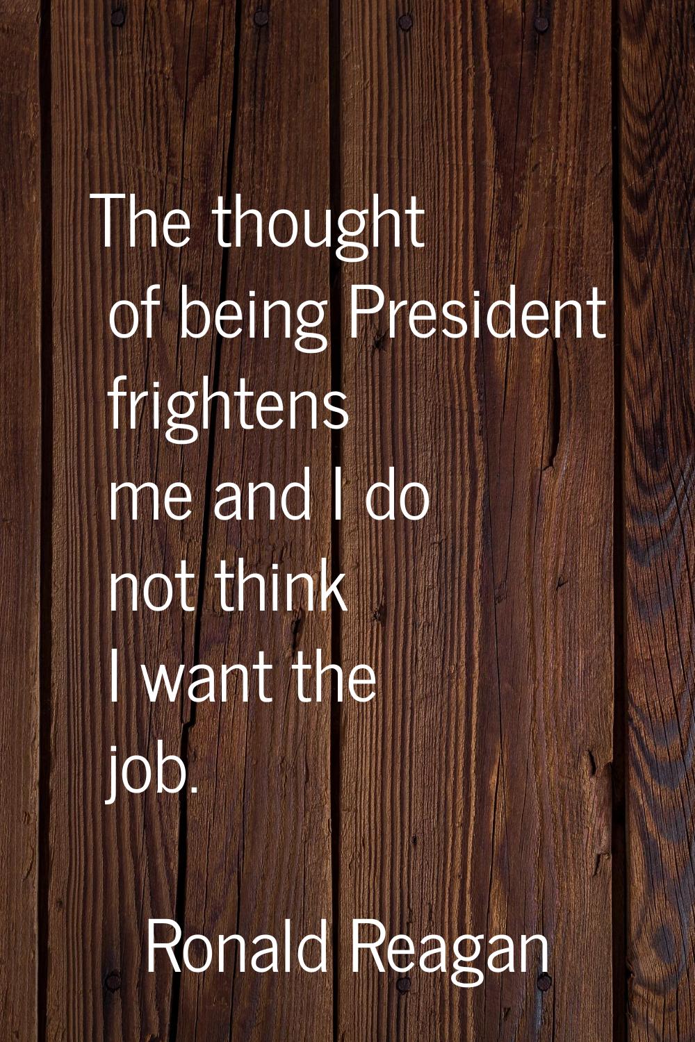 The thought of being President frightens me and I do not think I want the job.