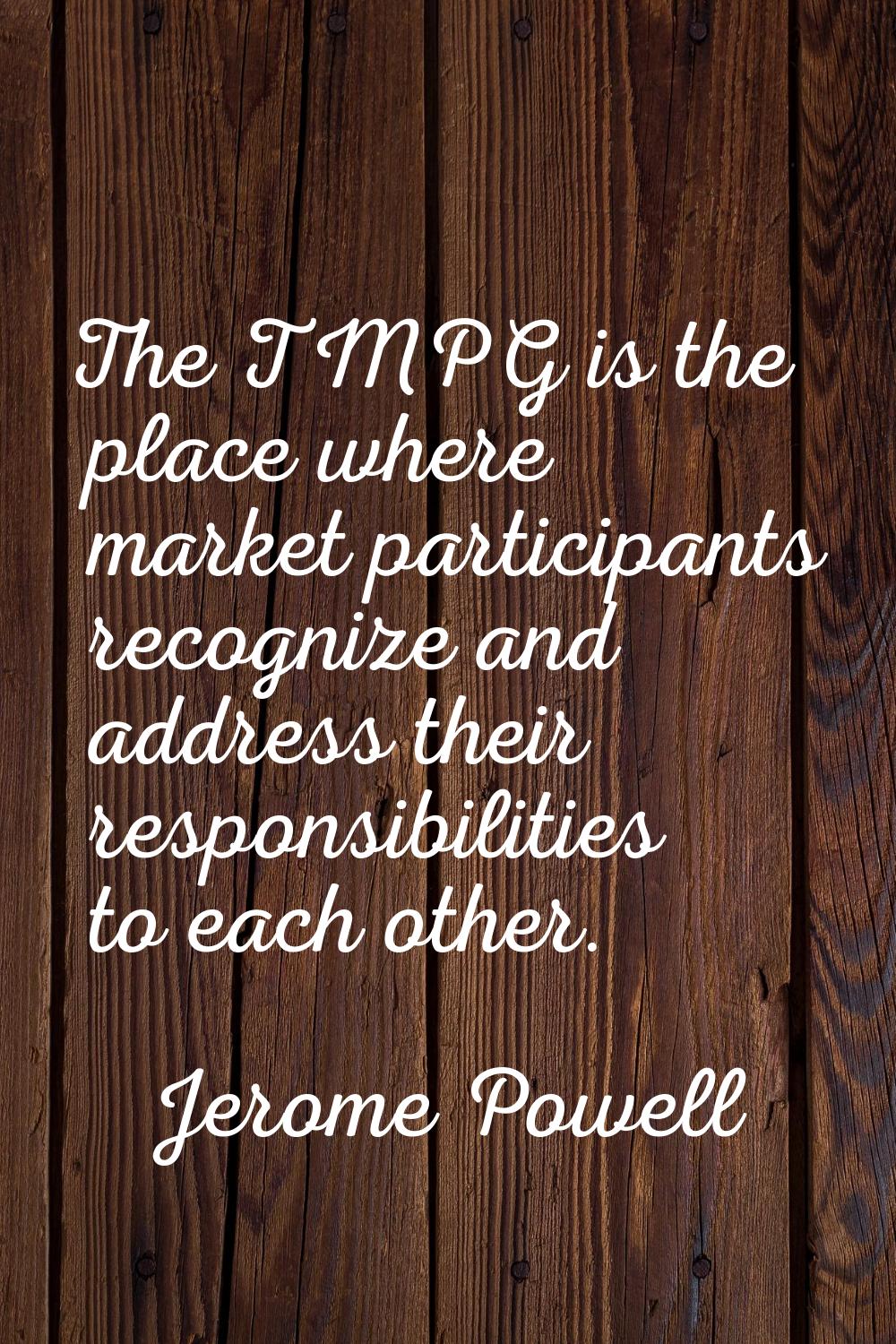 The TMPG is the place where market participants recognize and address their responsibilities to eac