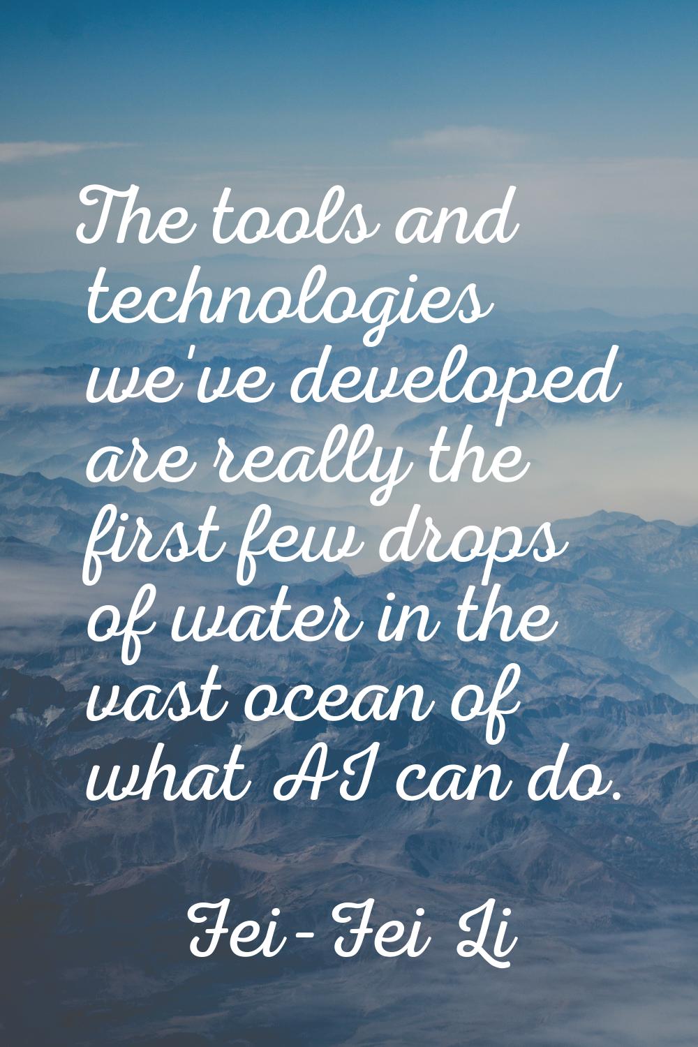 The tools and technologies we've developed are really the first few drops of water in the vast ocea