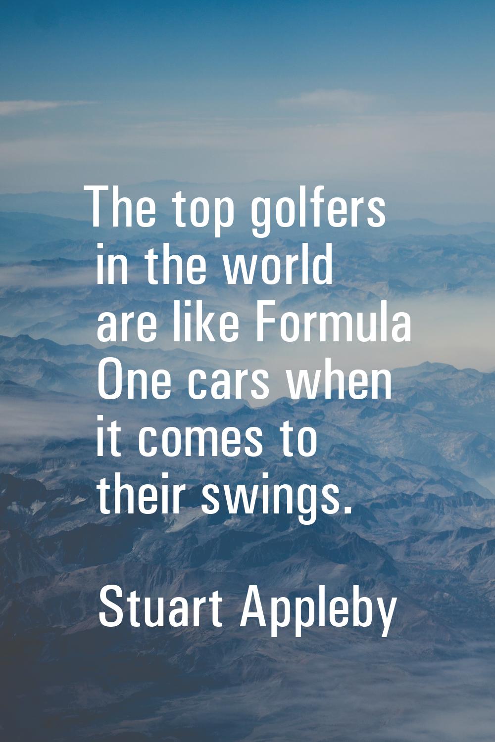 The top golfers in the world are like Formula One cars when it comes to their swings.