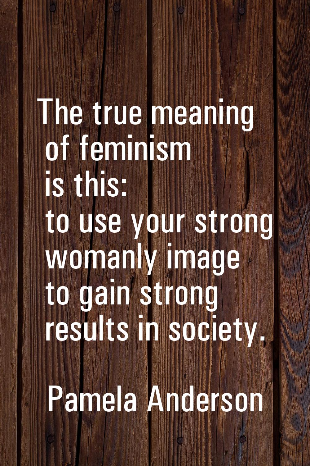 The true meaning of feminism is this: to use your strong womanly image to gain strong results in so