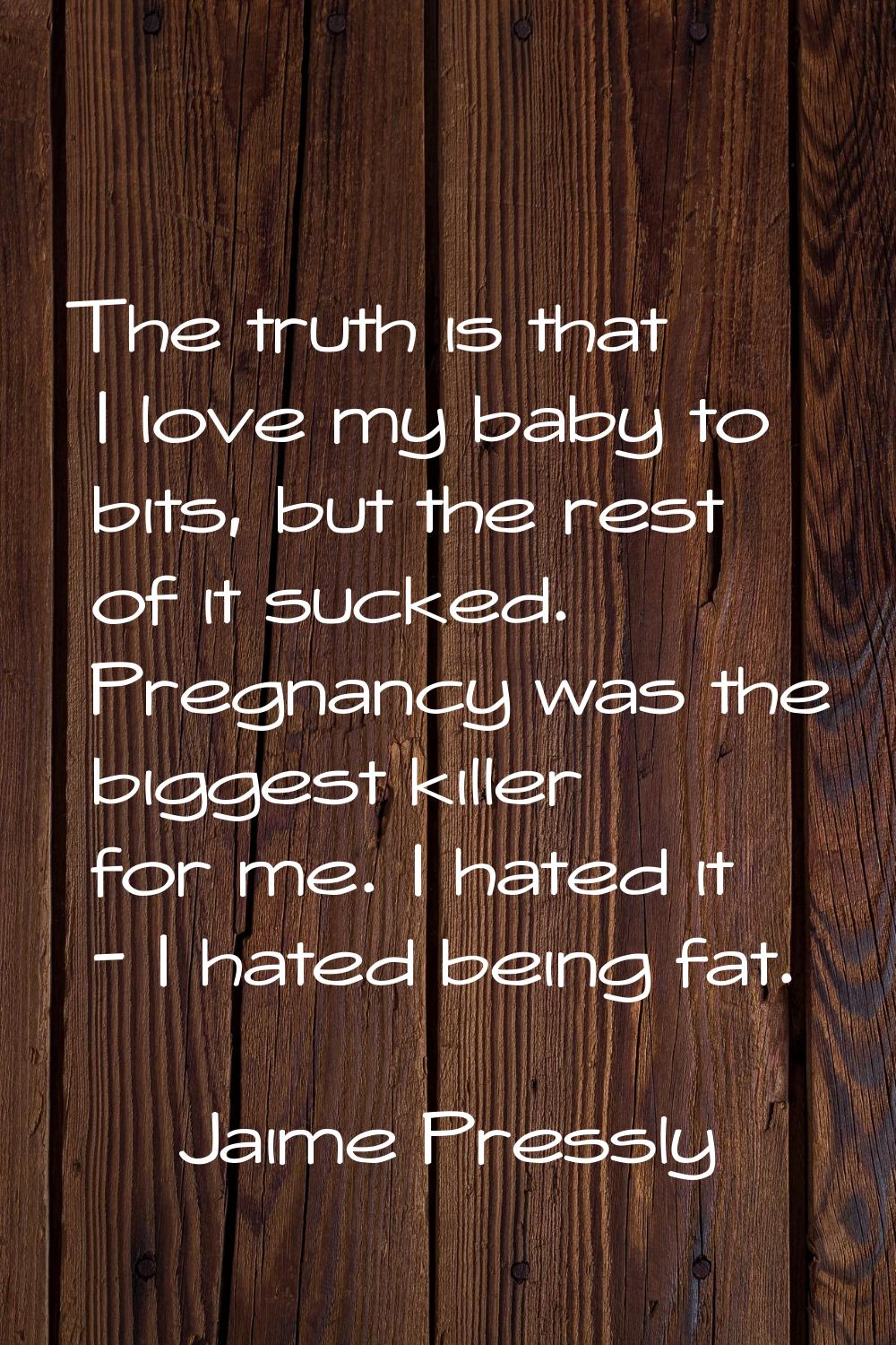 The truth is that I love my baby to bits, but the rest of it sucked. Pregnancy was the biggest kill