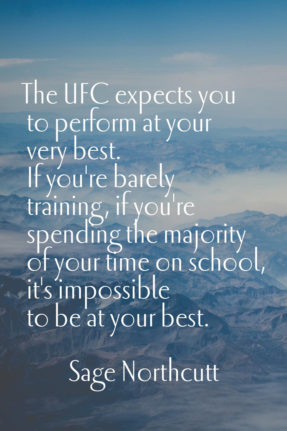 The UFC expects you to perform at your very best. If you're barely training, if you're spending the