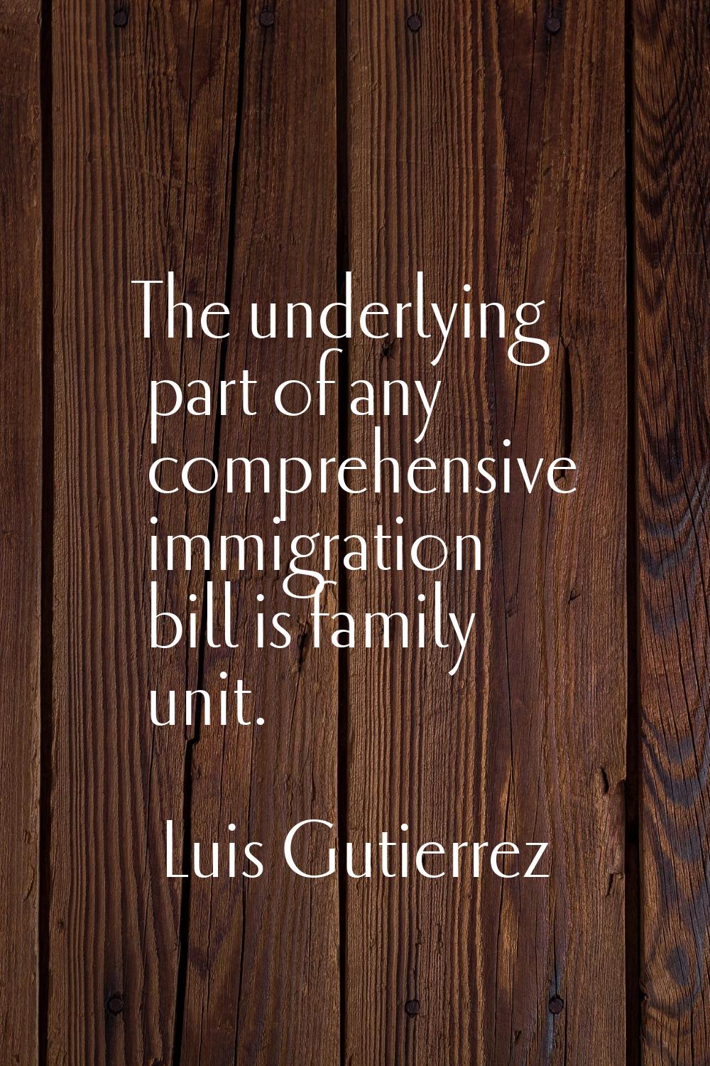 The underlying part of any comprehensive immigration bill is family unit.