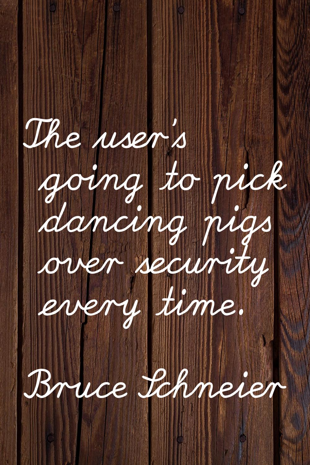 The user's going to pick dancing pigs over security every time.