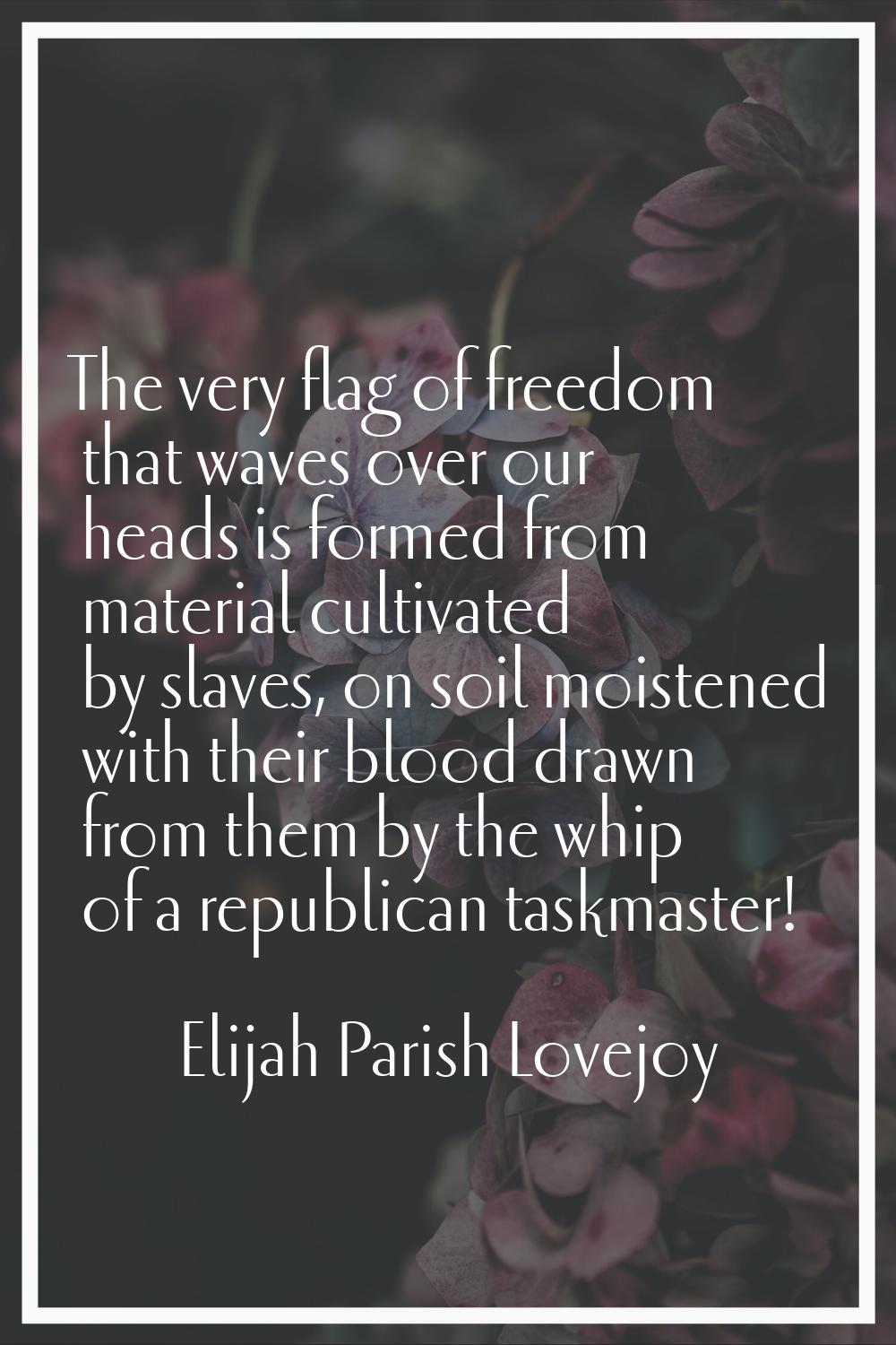The very flag of freedom that waves over our heads is formed from material cultivated by slaves, on