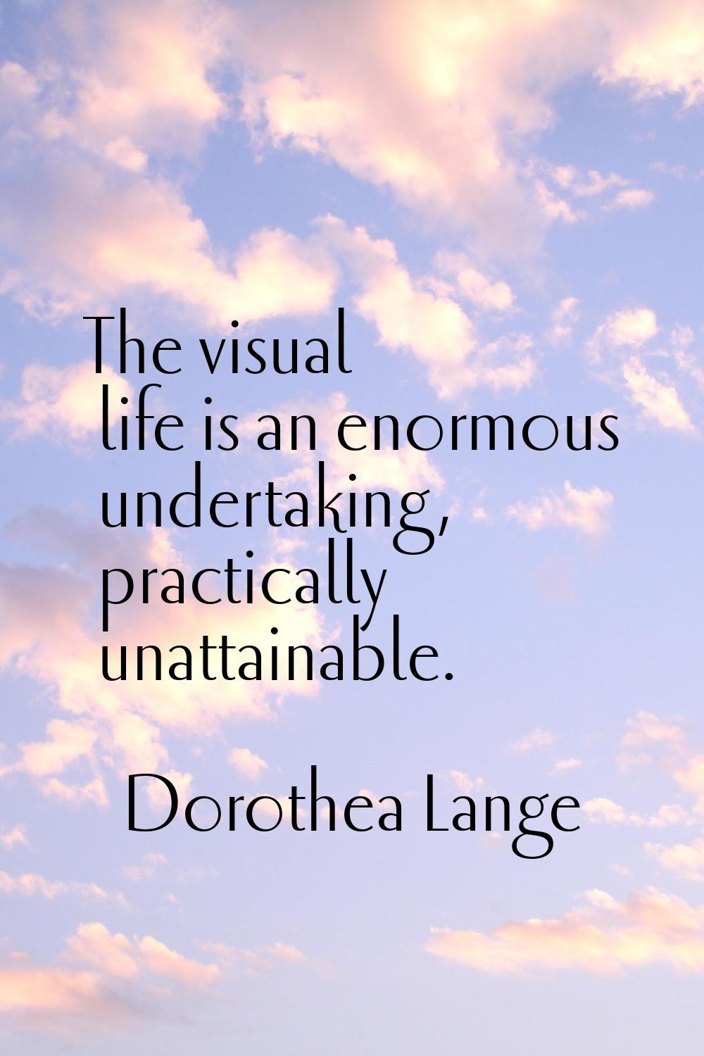 The visual life is an enormous undertaking, practically unattainable.