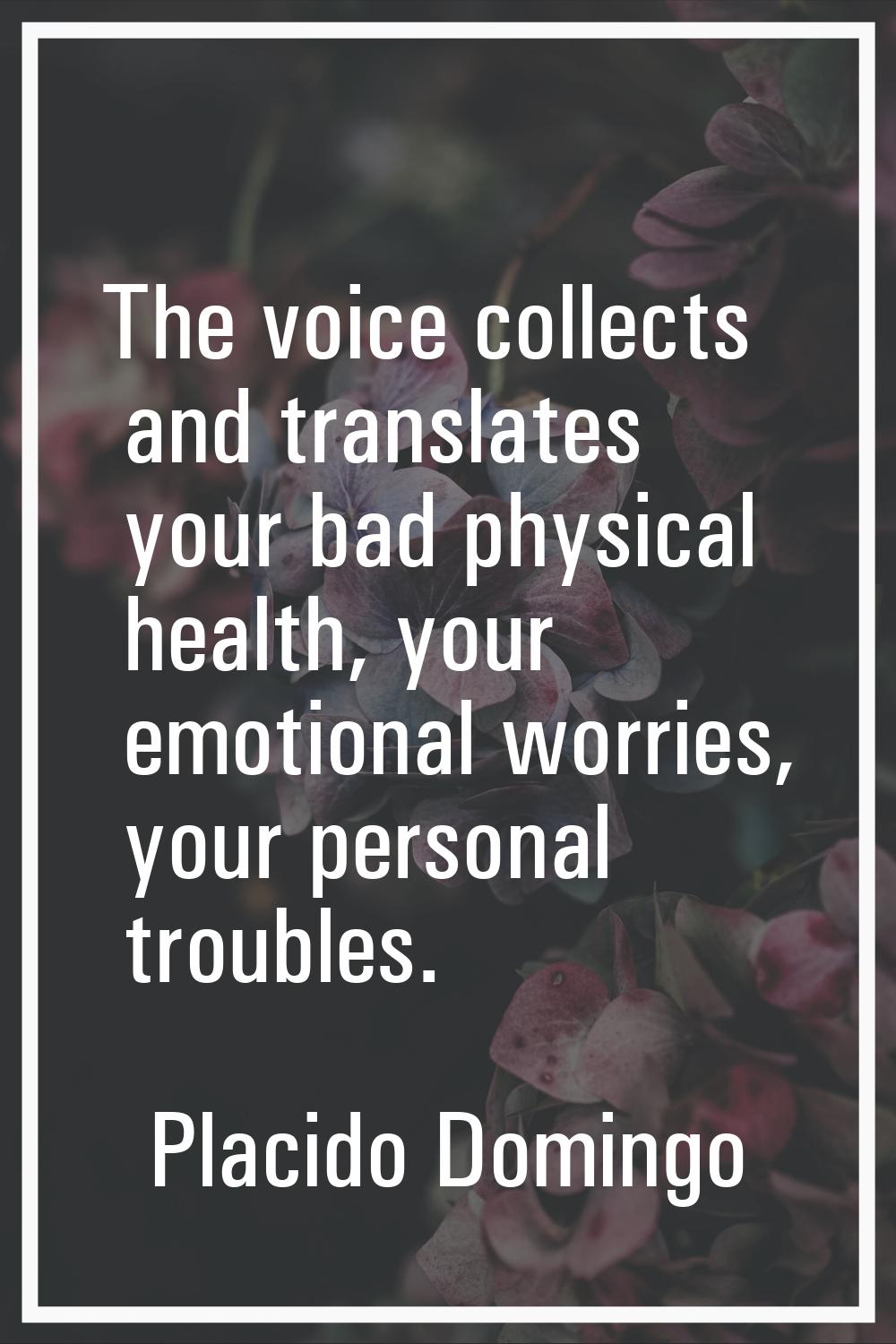 The voice collects and translates your bad physical health, your emotional worries, your personal t