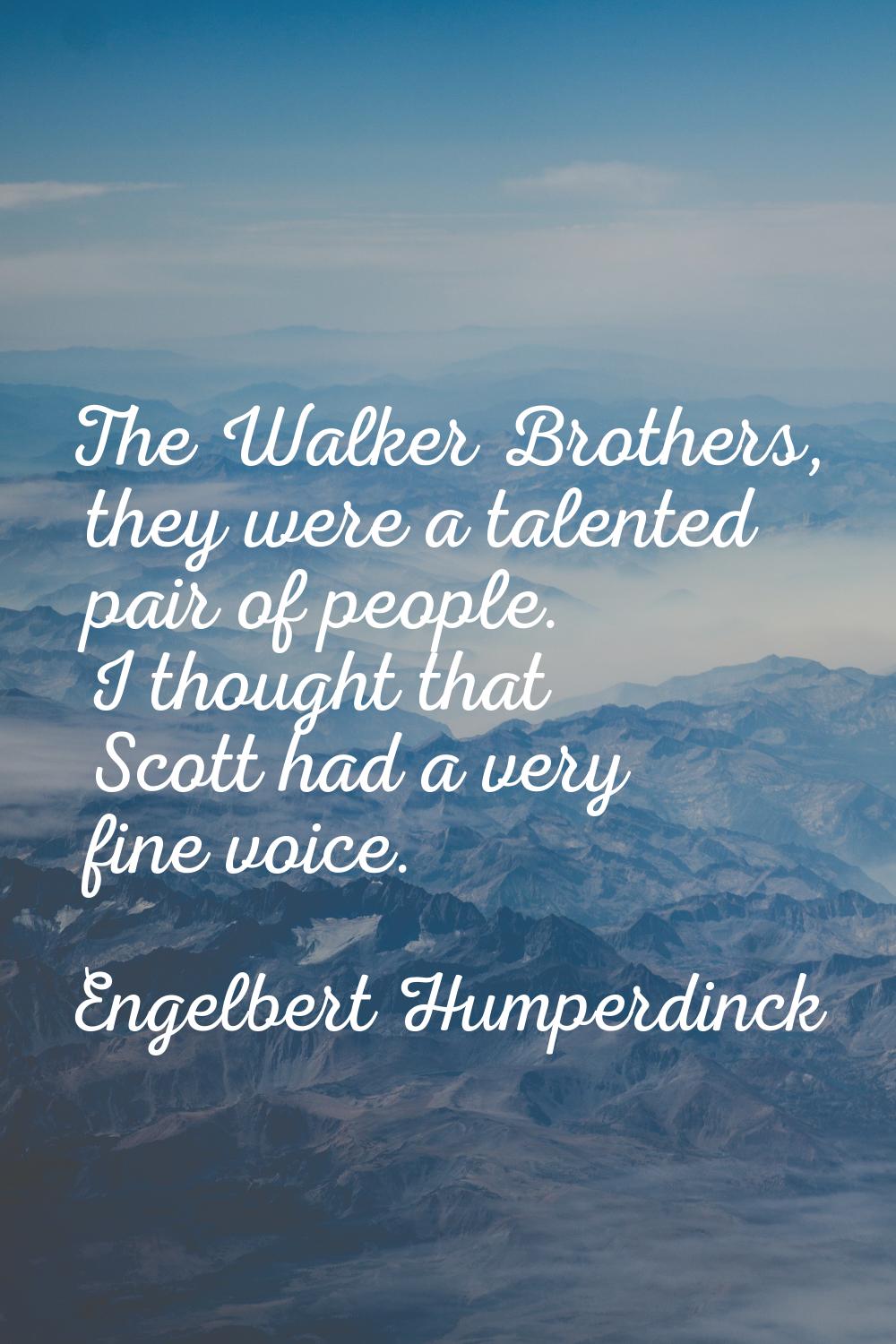 The Walker Brothers, they were a talented pair of people. I thought that Scott had a very fine voic